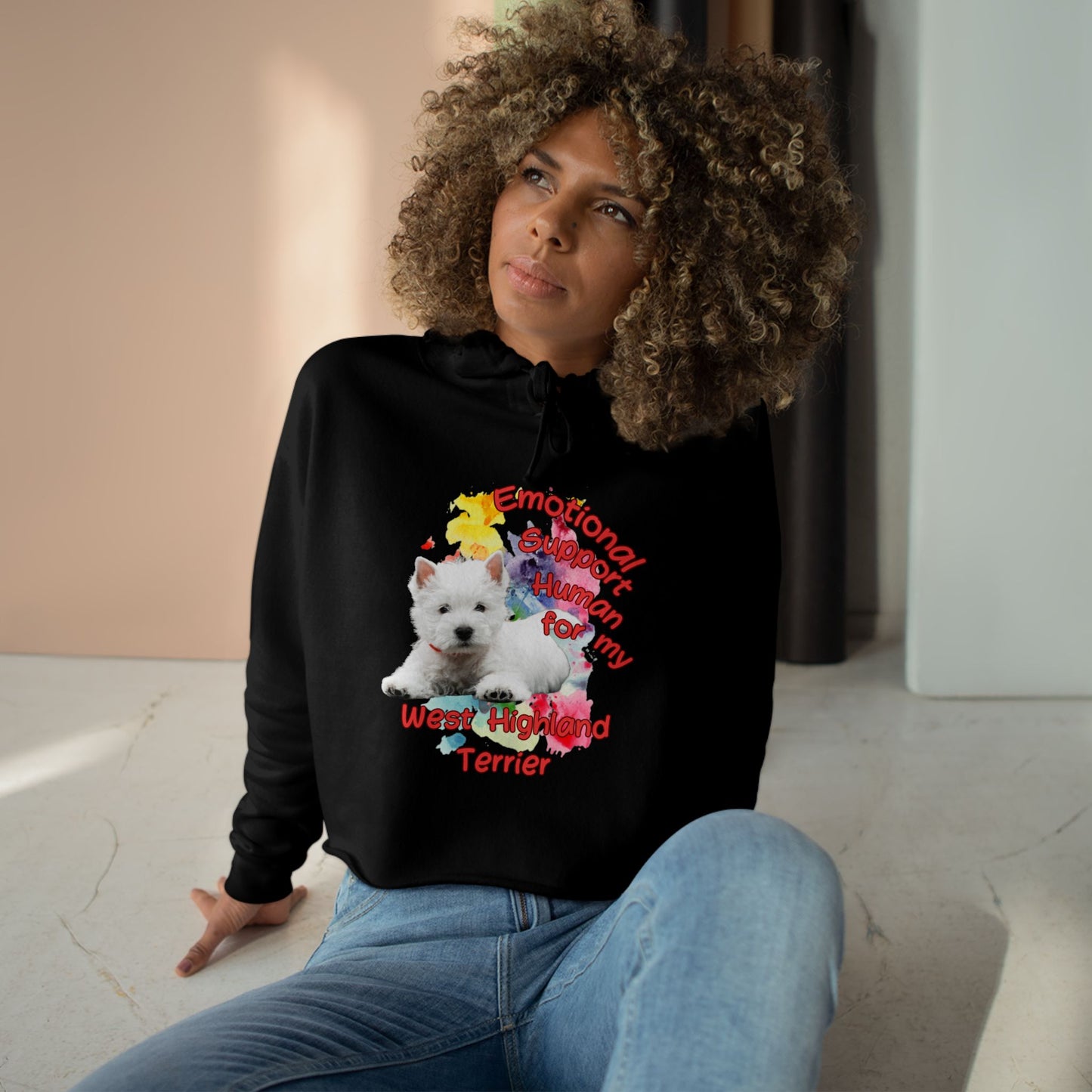 Emotional Support Human for my Westie Crop Hoodie for West Highland Terrier Lovers