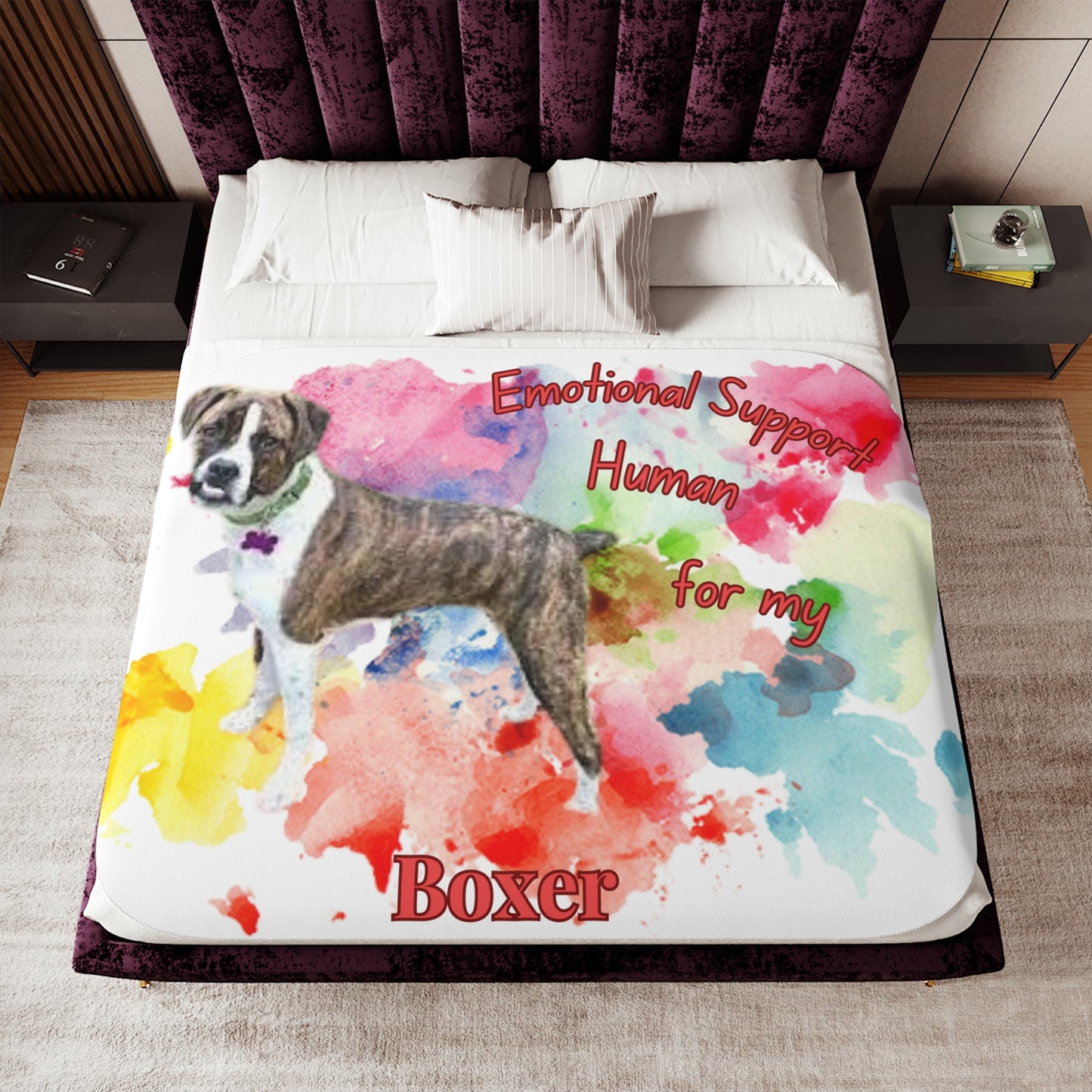 Emotional Support Human Sherpa Blanket for Dog Lovers - Boxer Design