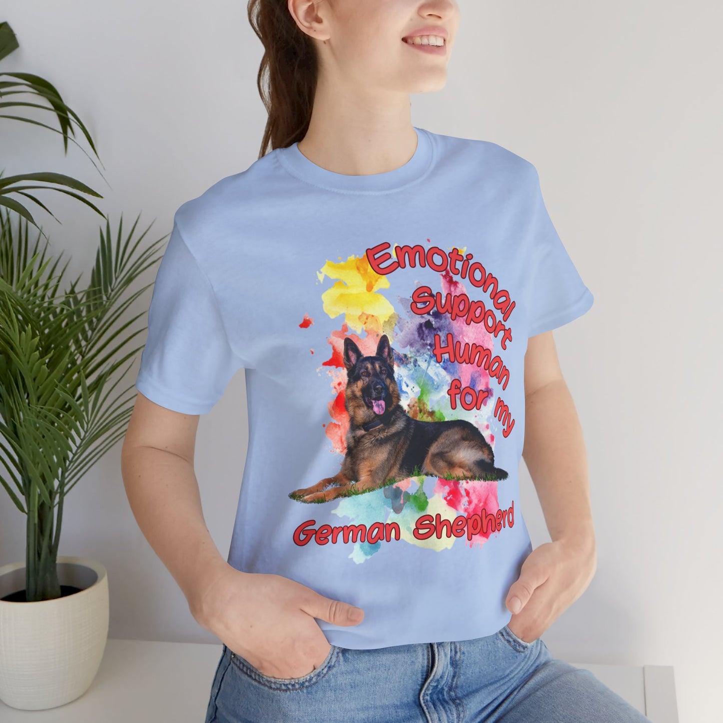 Emotional Support Human German Shepherd Tee - Unisex Jersey Short Sleeve