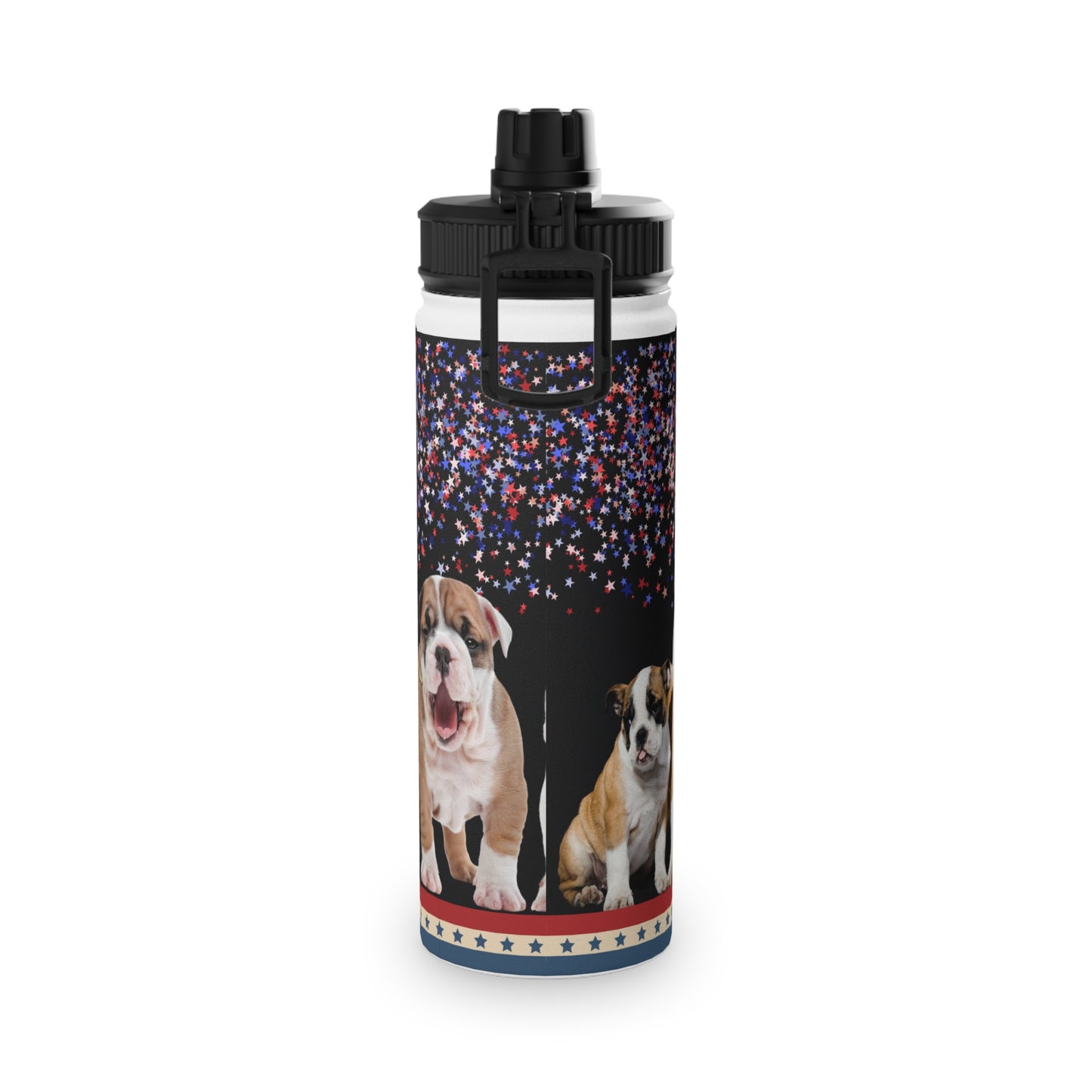 Patriotic American Bulldog Stainless Steel Water Bottle, Sports Lid
