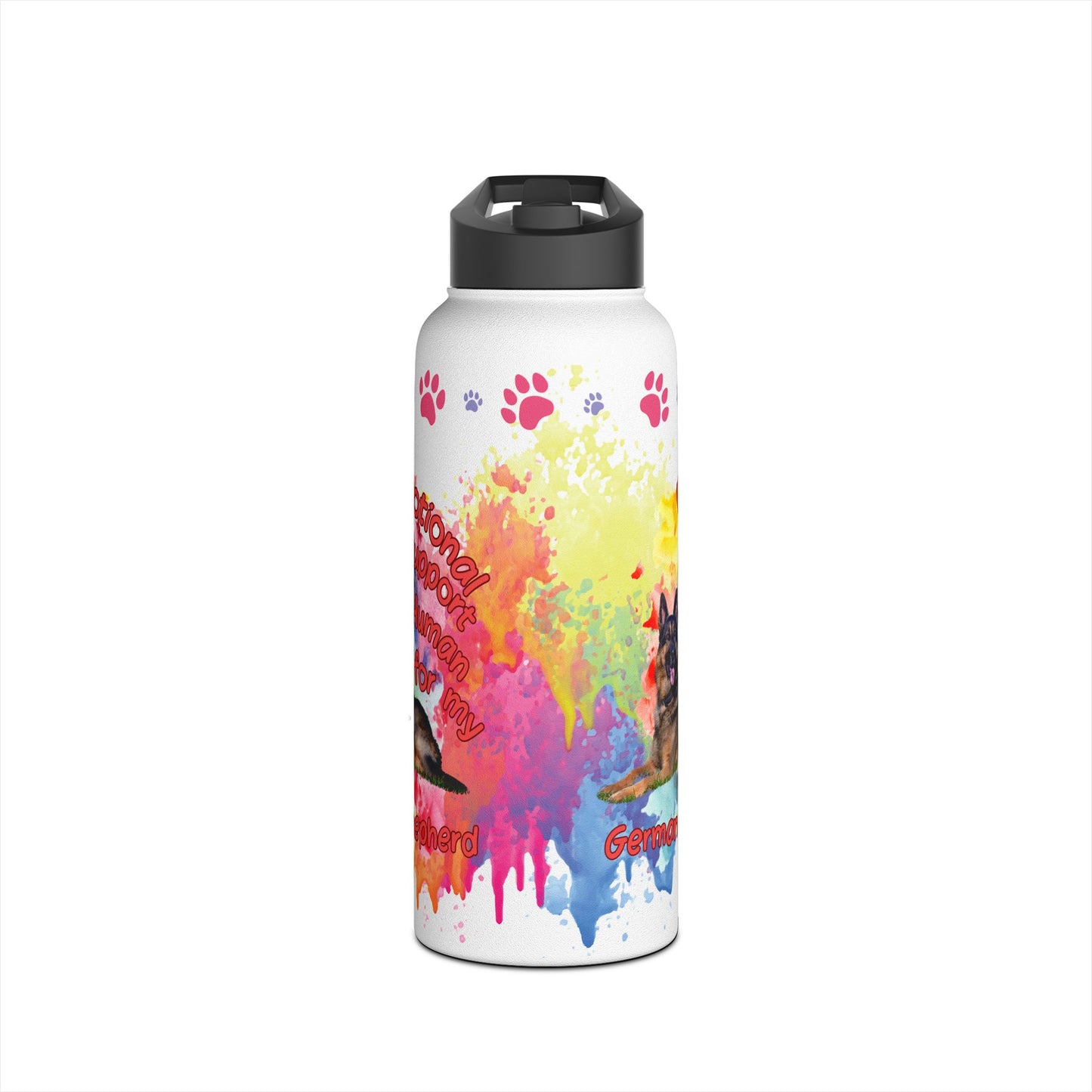 Emotional Support Human for my German Shepherd Sports Water bottle