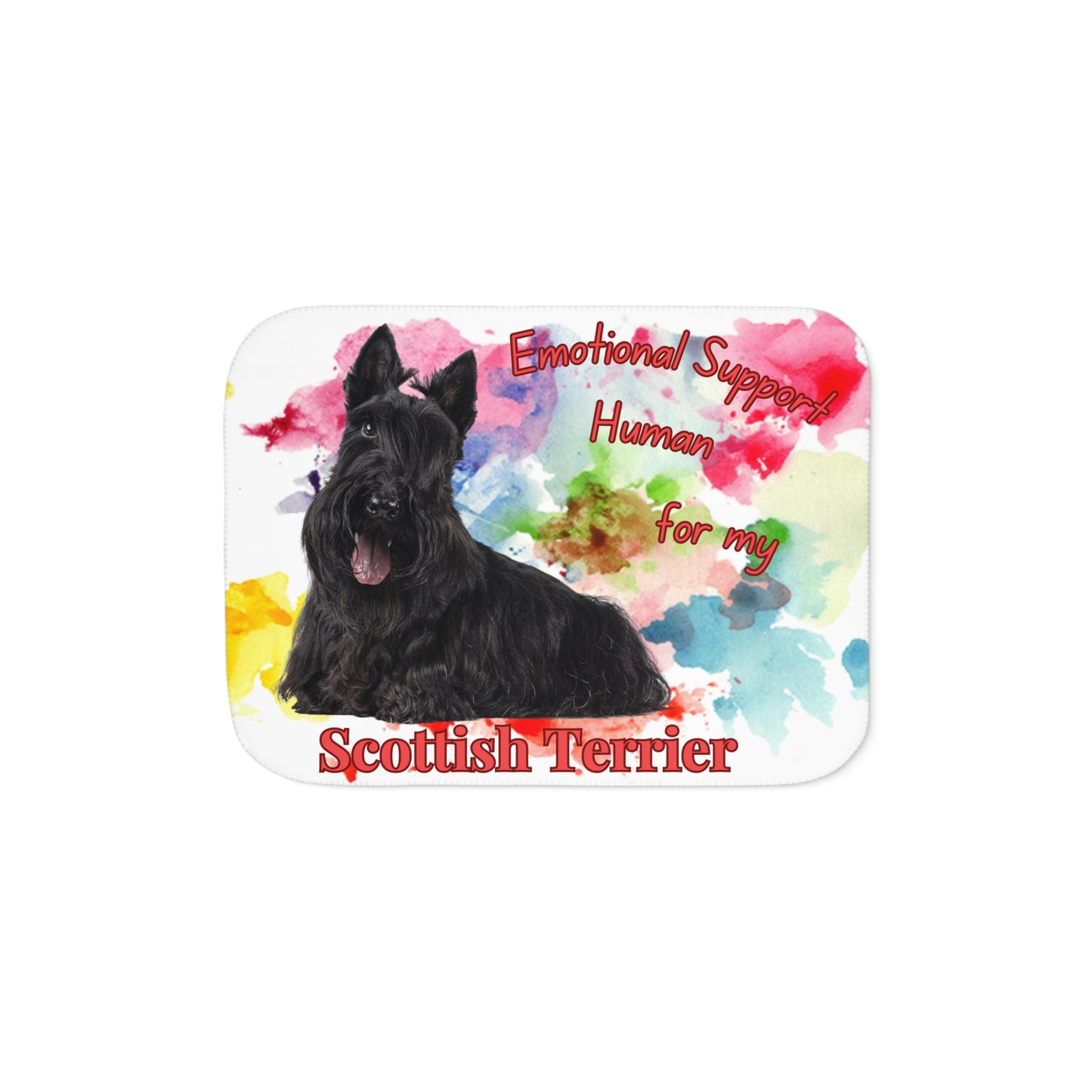 Emotional Support Human Sherpa Blanket - Scottish Terrier Design