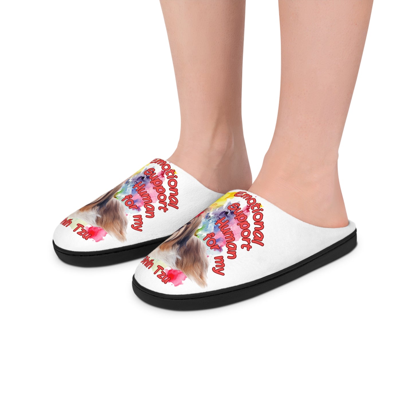 Emotional Support Human Women's Indoor Slippers – Shih Tzu