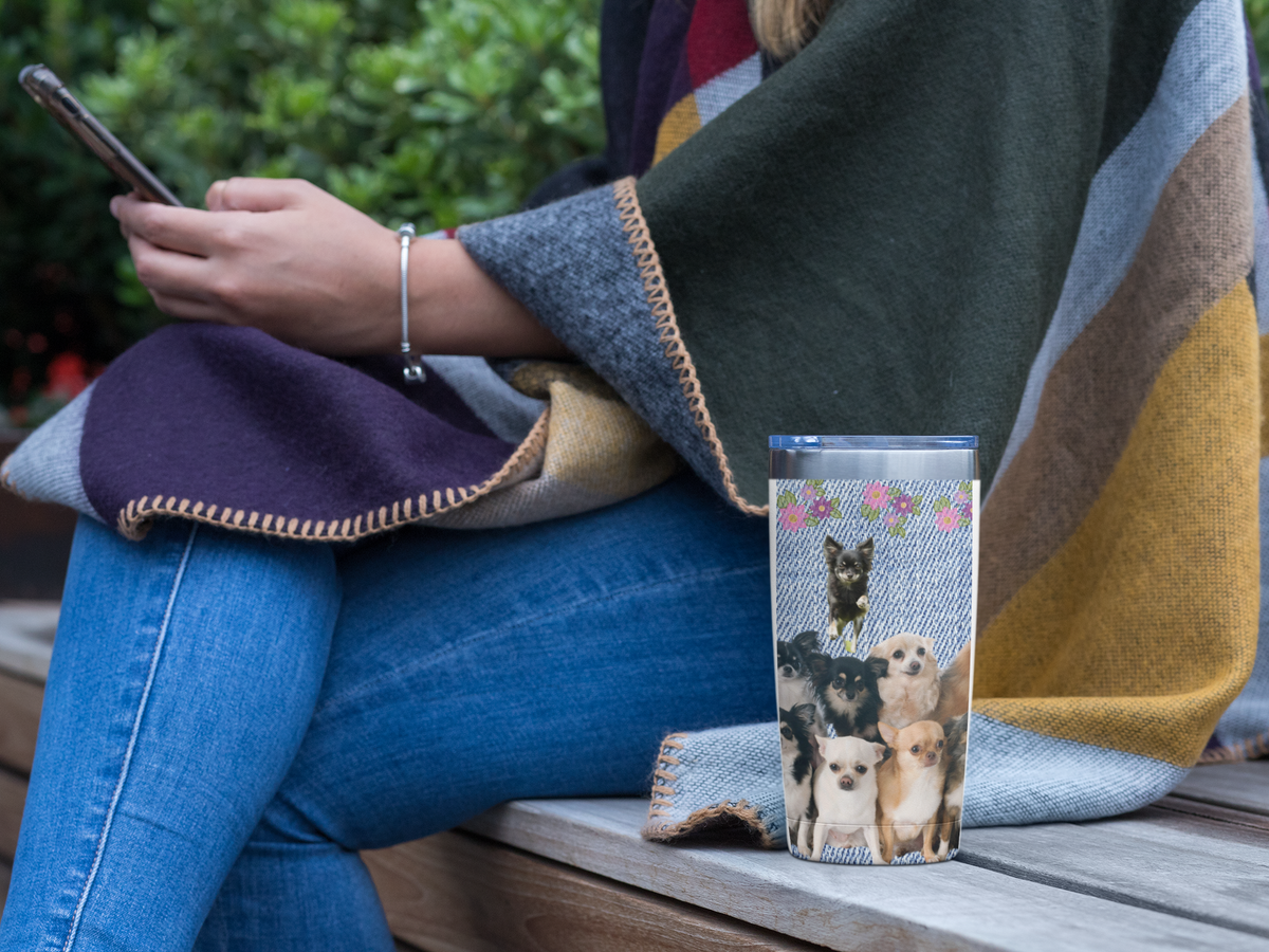 Denim and Daisy Chihuahua Coffee Tumbler - great for Chihuahua lovers gift