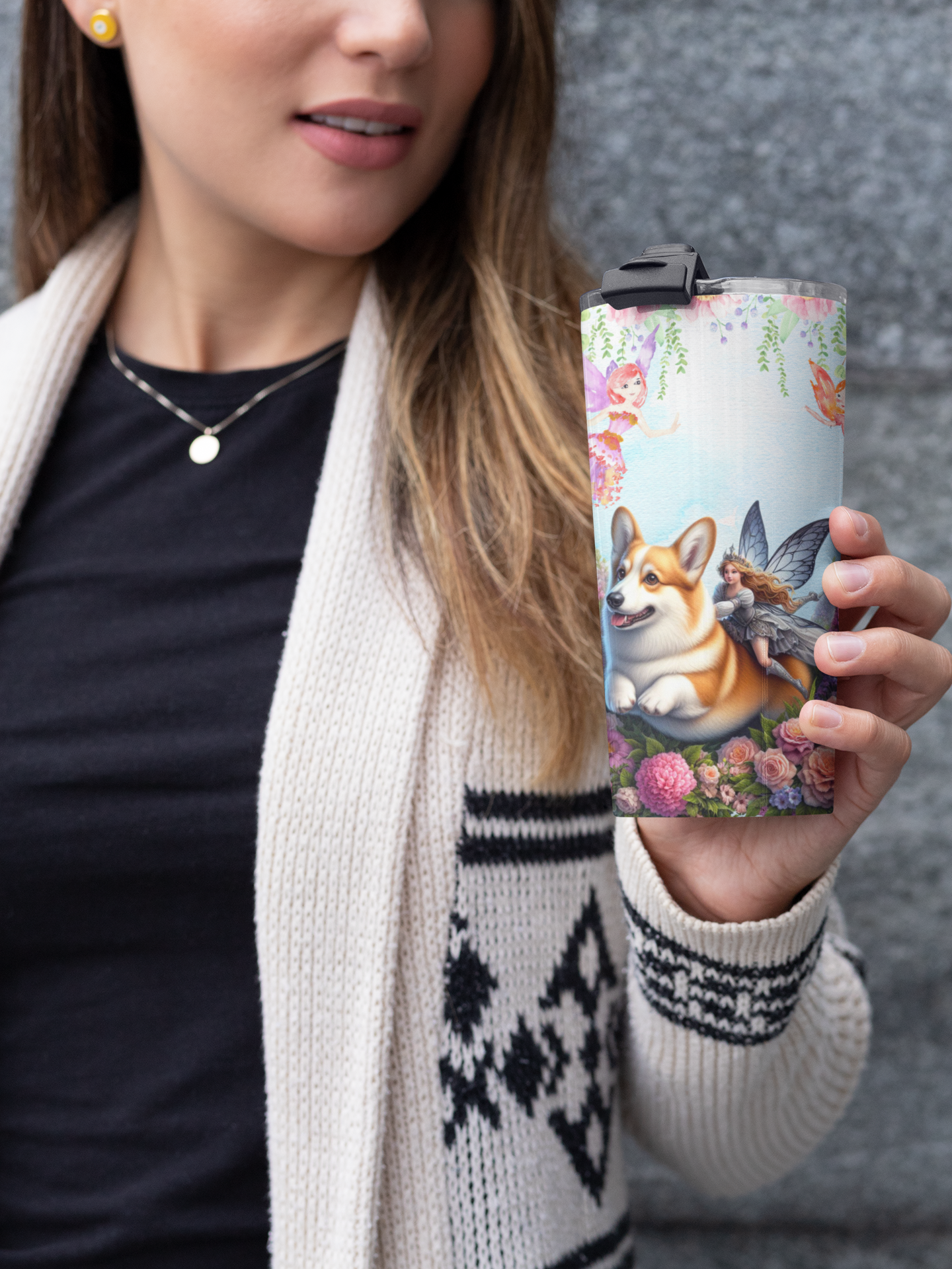 corgi fairy taile saddle coffee Tumbler 20oz