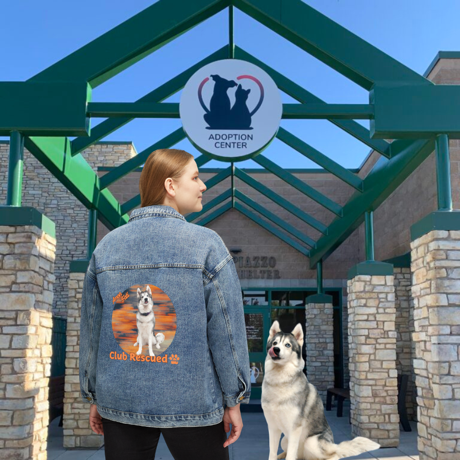 Siberian Husky Club Rescued Women's Denim Jacket "Amor Fati"