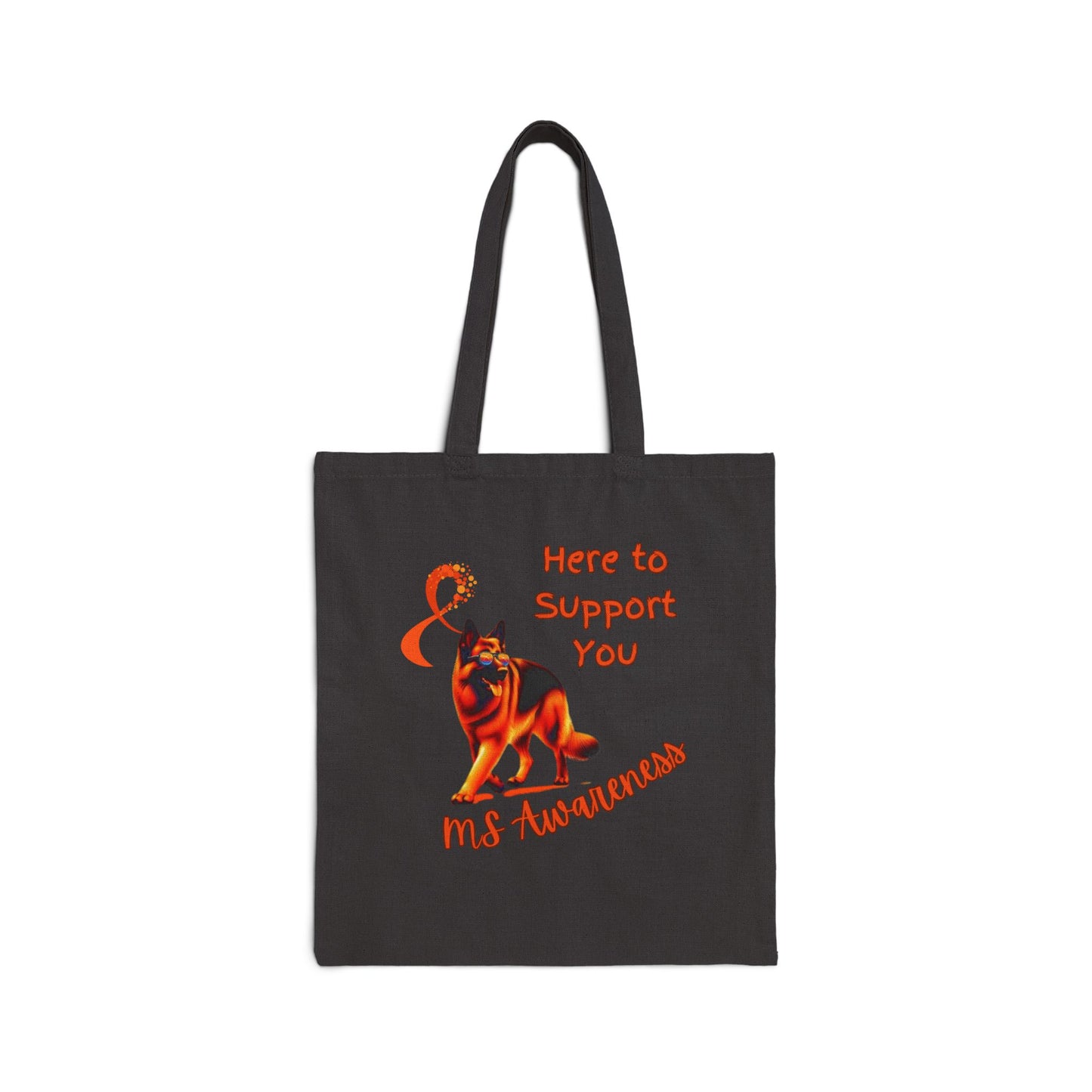 MS Awareness German Shepherd Here to support you Cotton Canvas Tote Bag