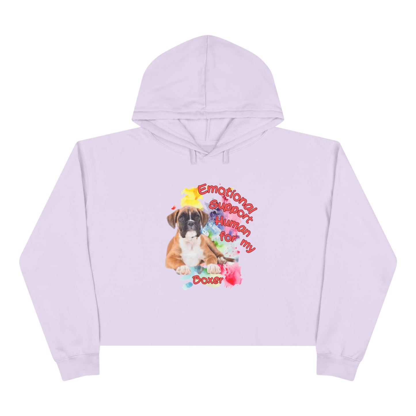Emotional Support Human for my Boxer Crop Hoodie - Cute Pet Lover Apparel