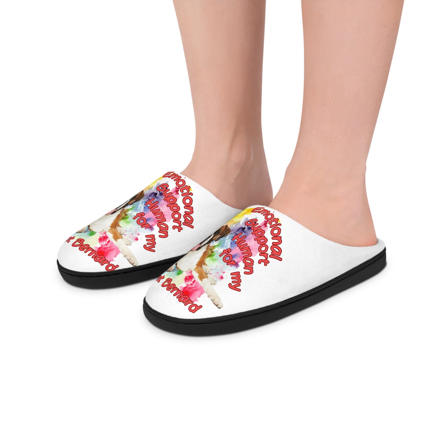 Emotional Support Human Women's Indoor Slipper - Saint Bernard Design