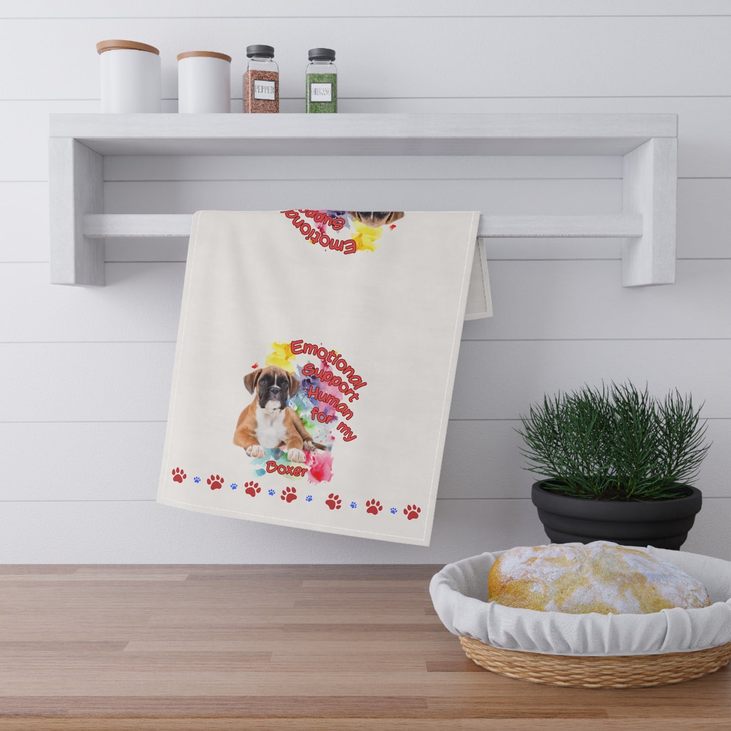 Emotional Support Human for my Boxer Tea Towel