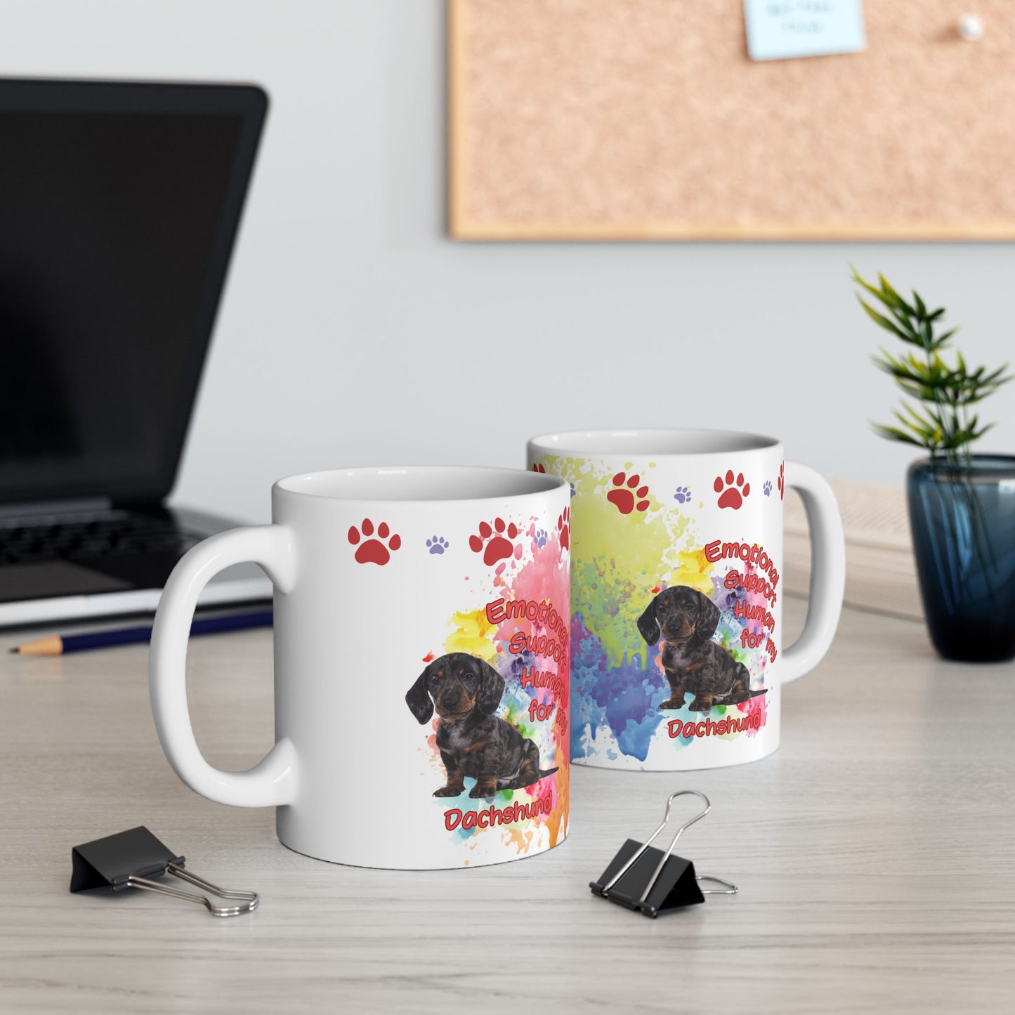 Emotional Support Human for my Dachshund, Smooth Hiar, Ceramic Coffee Mug
