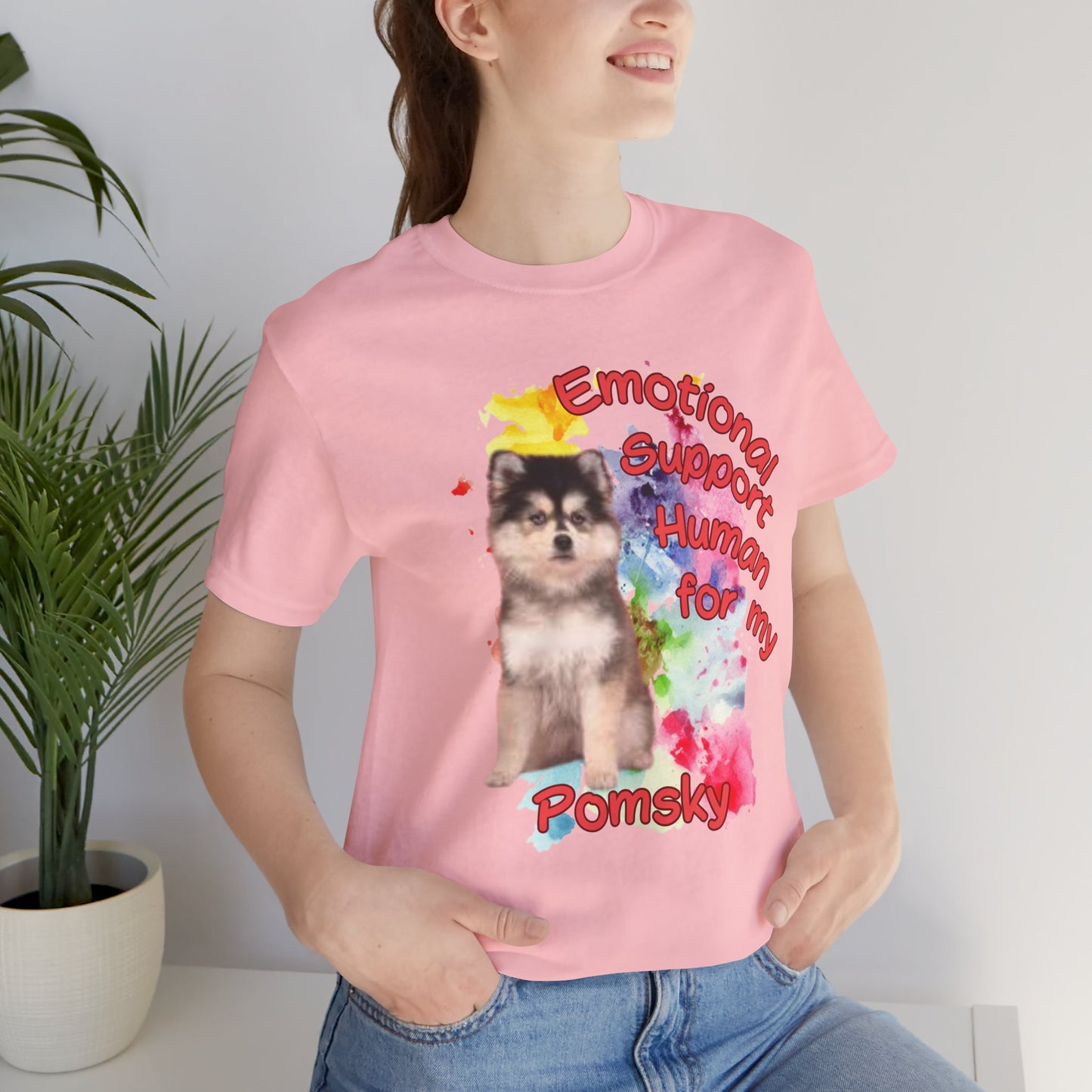 Emotional Support Human Pomsky Tee - Unisex Jersey Short Sleeve T-Shirt