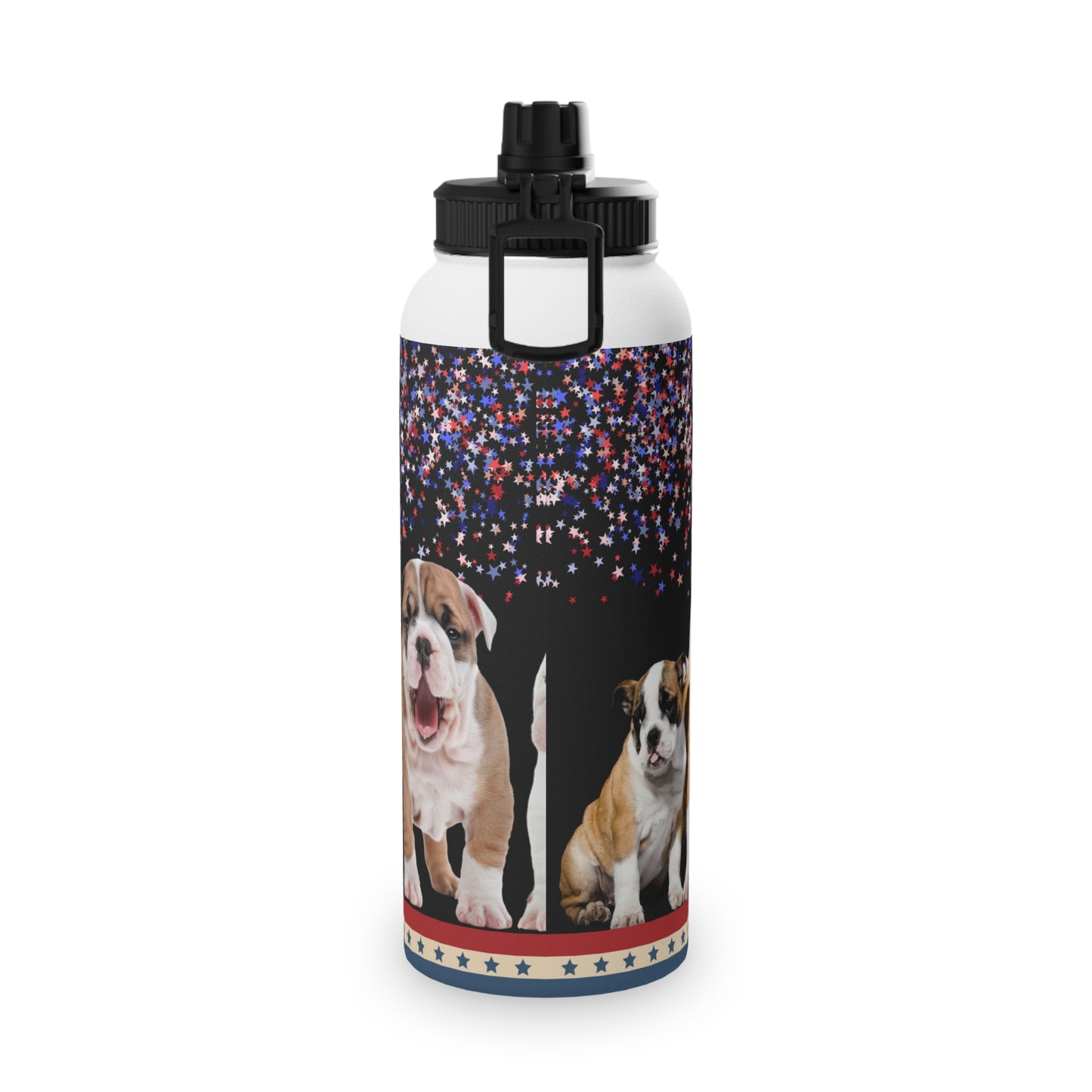 Patriotic American Bulldog Stainless Steel Water Bottle, Sports Lid