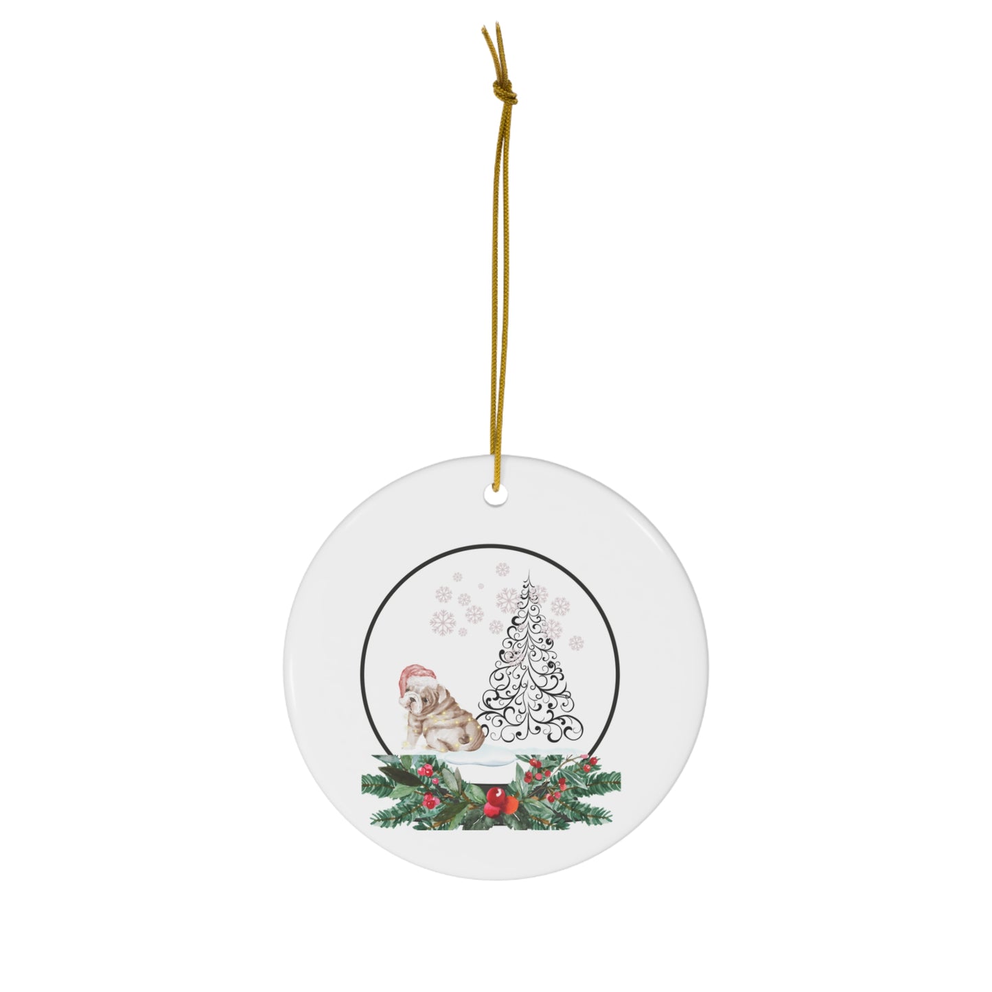 American Bulldog Christmas Ornament Porcelain