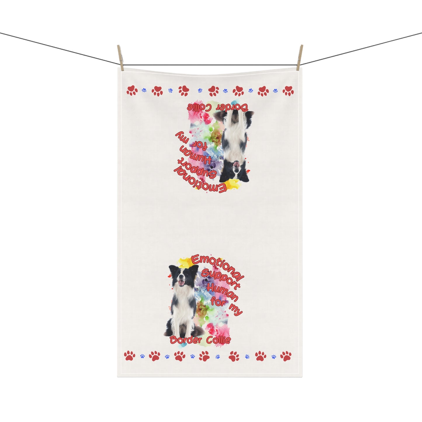 Emotional Support Human for my Border Collie tea towel