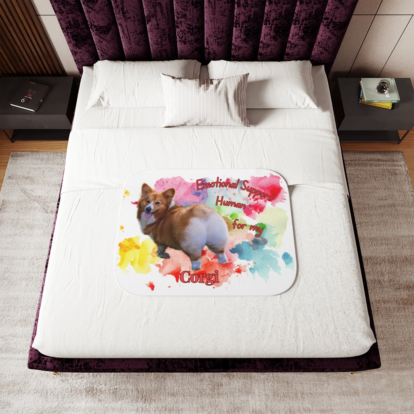Corgi Emotional Support Sherpa Blanket - Cozy Pet Lover Throw