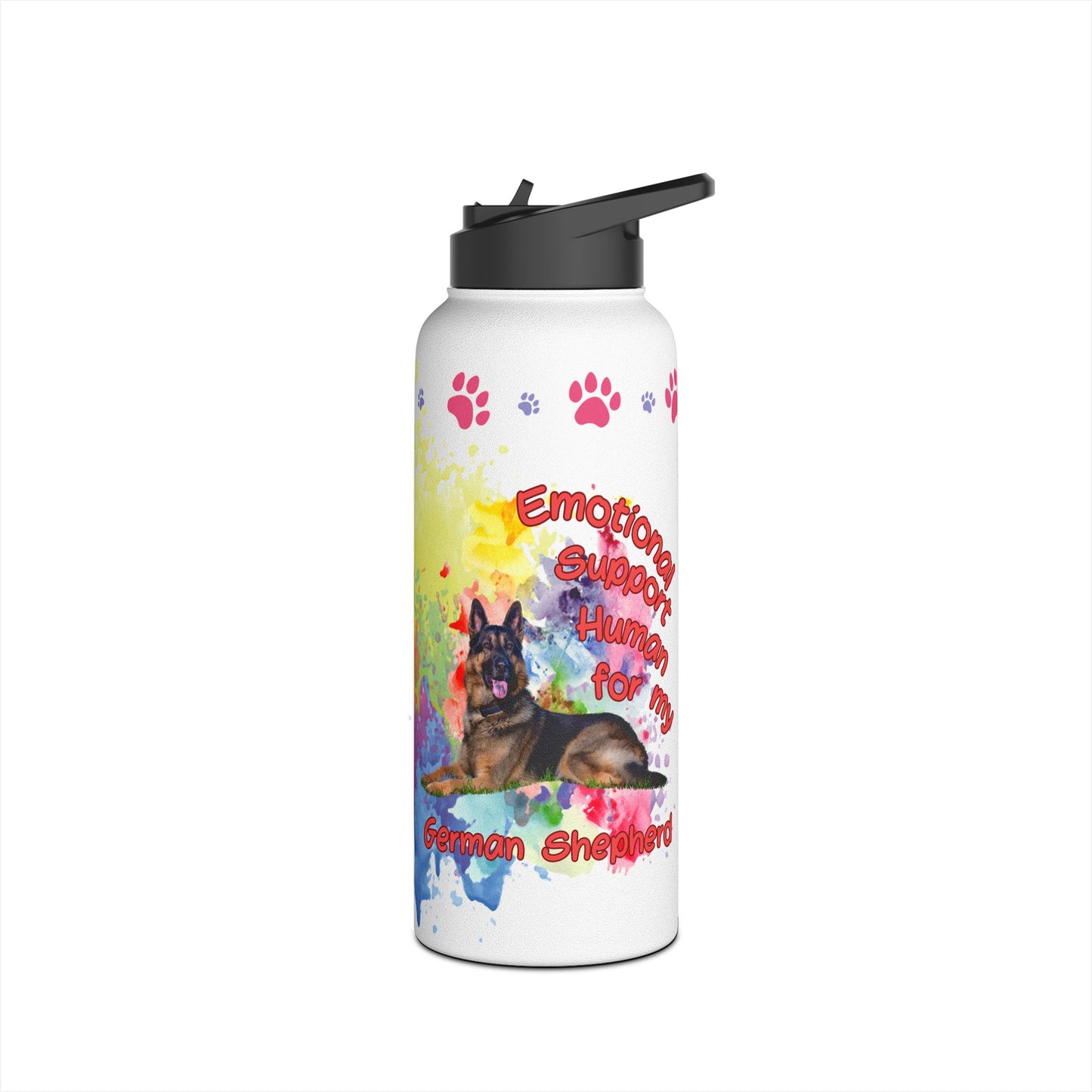 Emotional Support Human for my German Shepherd Sports Water bottle