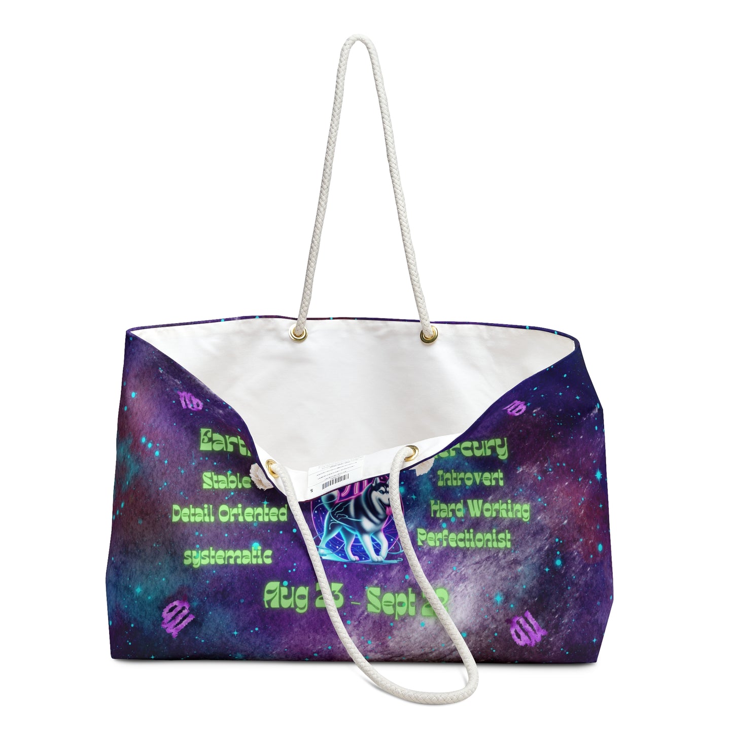 Celestial Zodiac Virgo as Siberian Huskey Weekender Bag - Dog Breed Zodiac