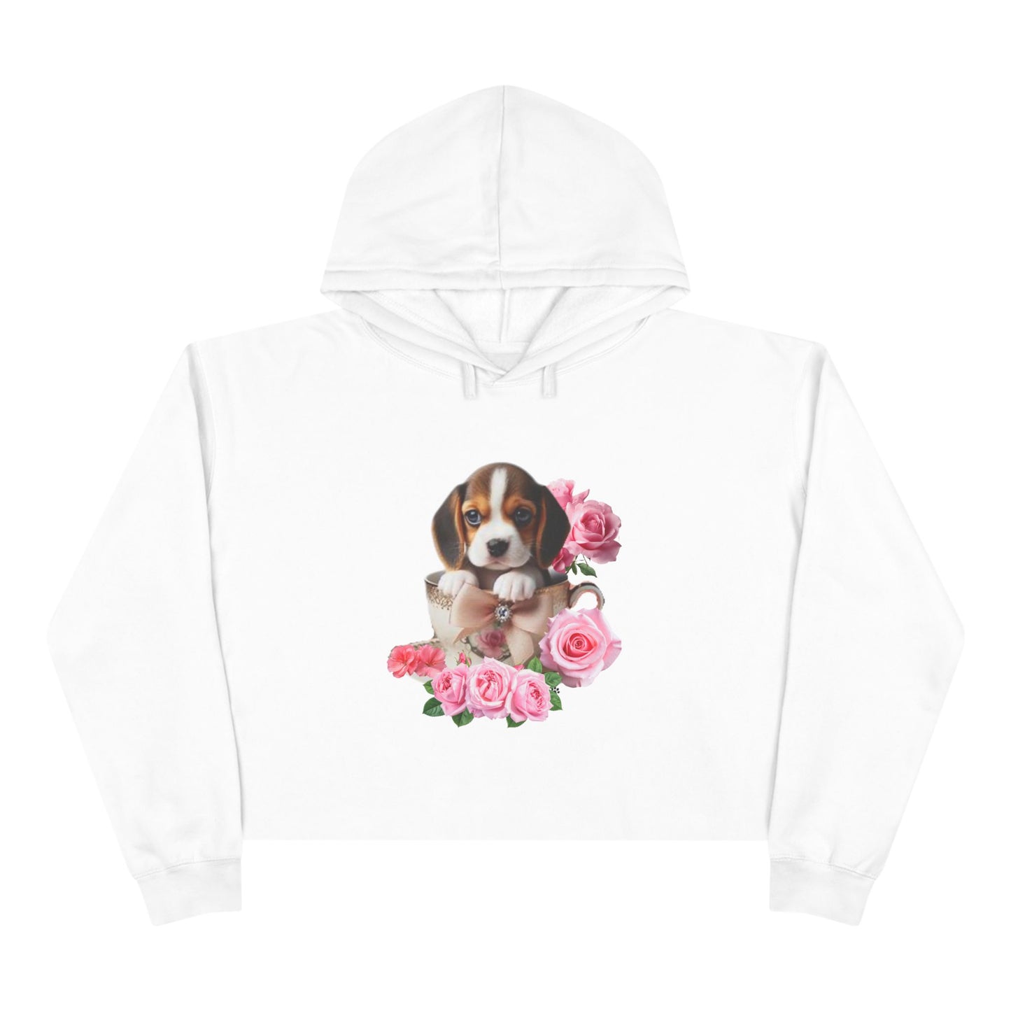 Too Cute Beagle Teacup Puppy Cropped Hoodie