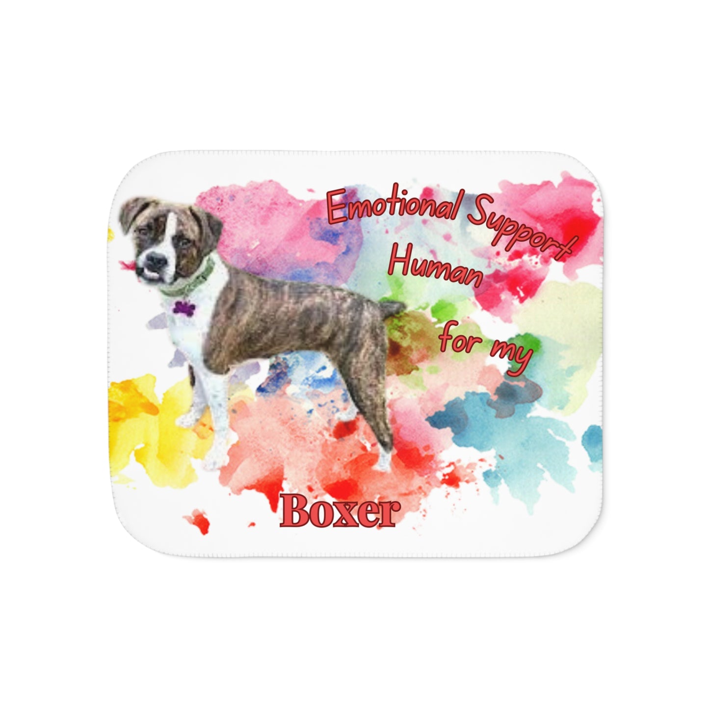 Emotional Support Human Sherpa Blanket for Dog Lovers - Boxer Design