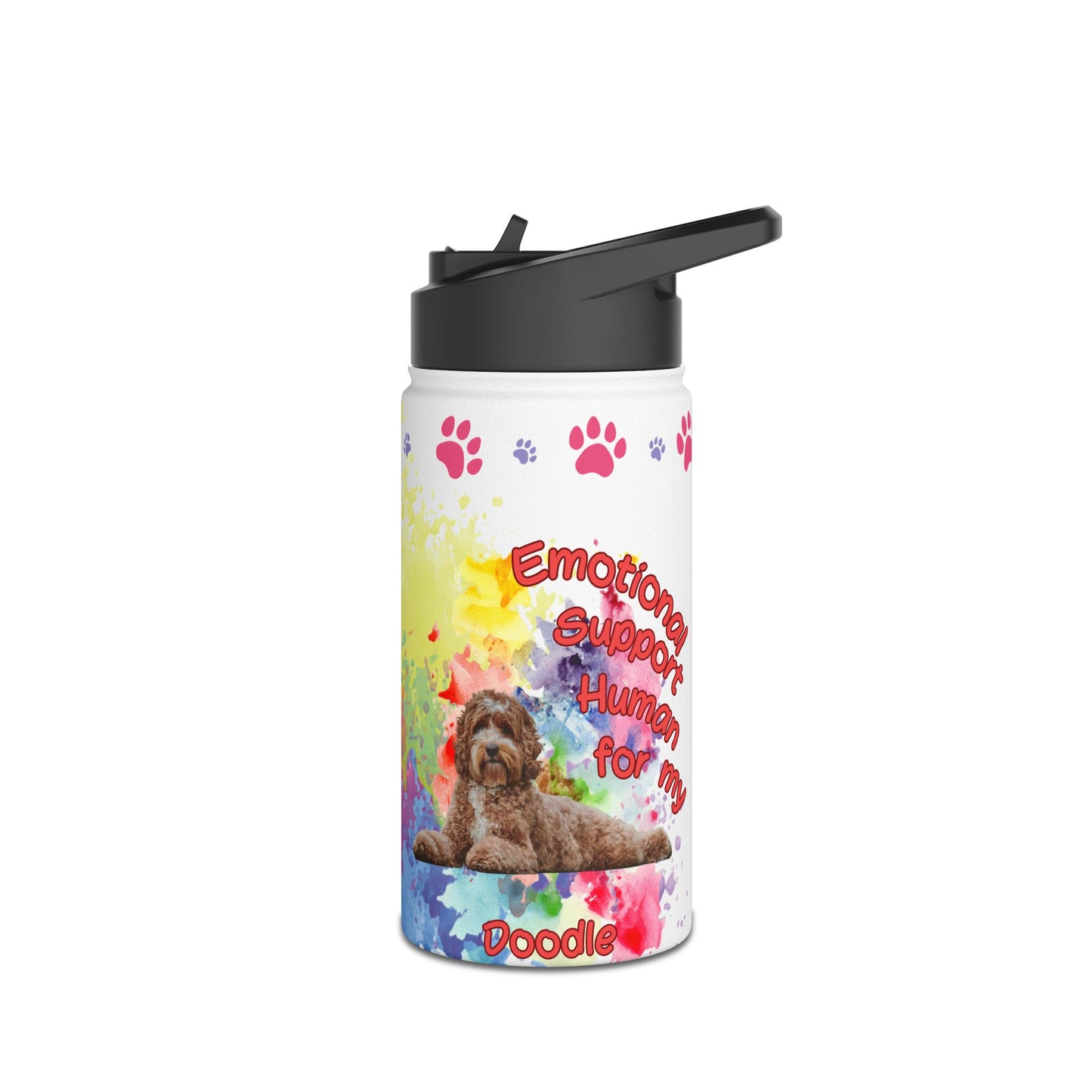Emotional Support Human for my Doodle Dog Sports Water Bottle