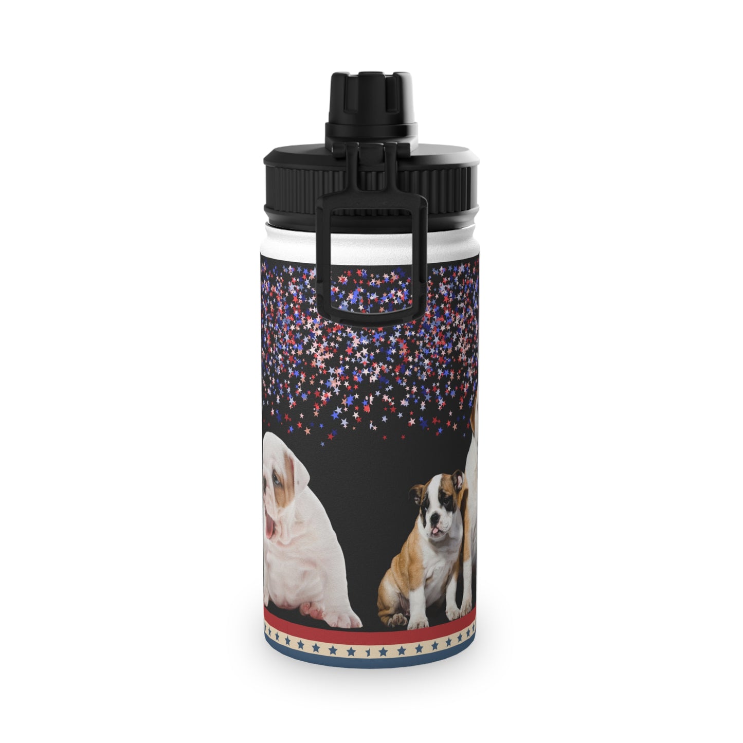 Patriotic American Bulldog Stainless Steel Water Bottle, Sports Lid