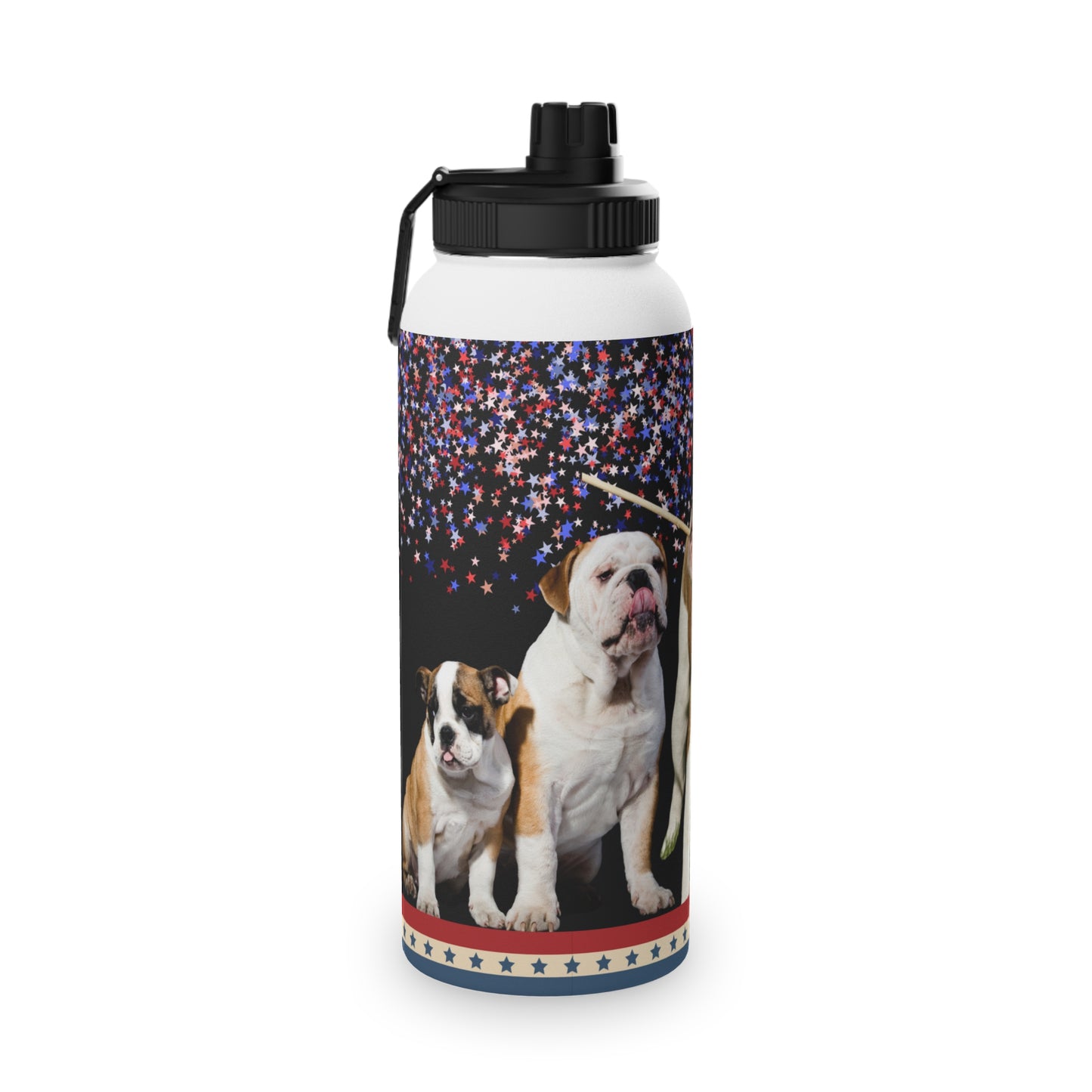 Patriotic American Bulldog Stainless Steel Water Bottle, Sports Lid