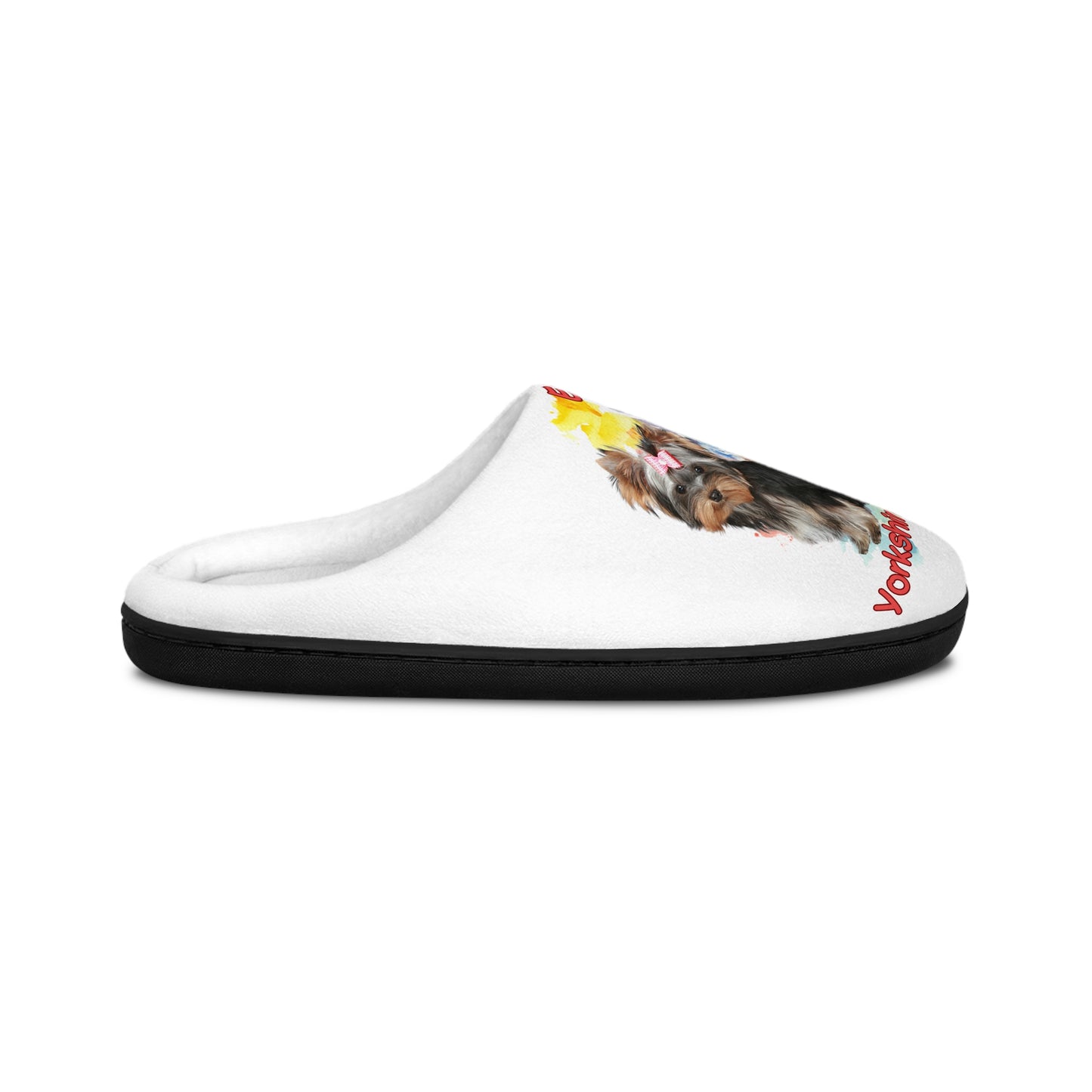 Emotional Support Human Women's Indoor Slippers - Yorkshire Terrier Design
