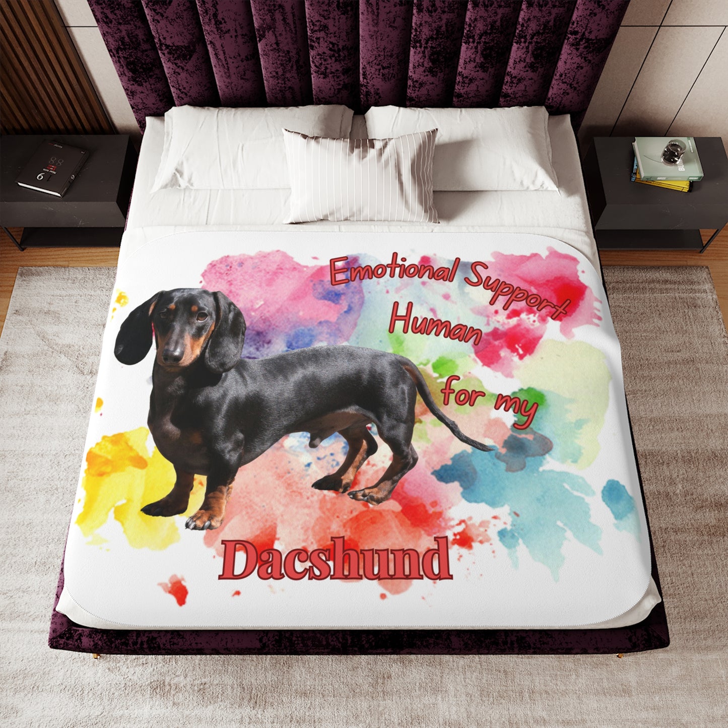 Dachshund Emotional Support Sherpa Blanket – Cozy Pet Lover Gift