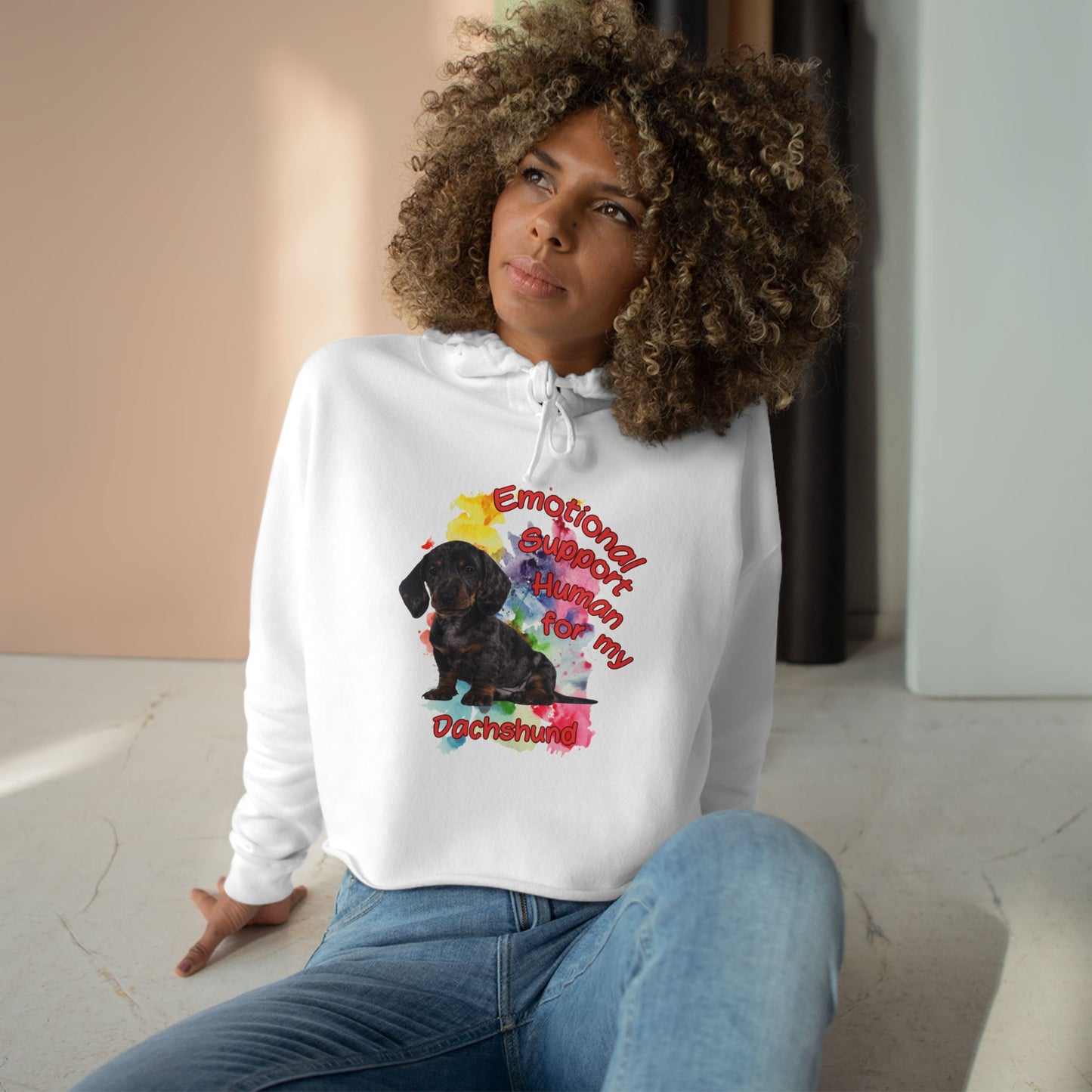 Emotional Support Human for my Dachshund Crop Hoodie - Cute Dog Lover Gift