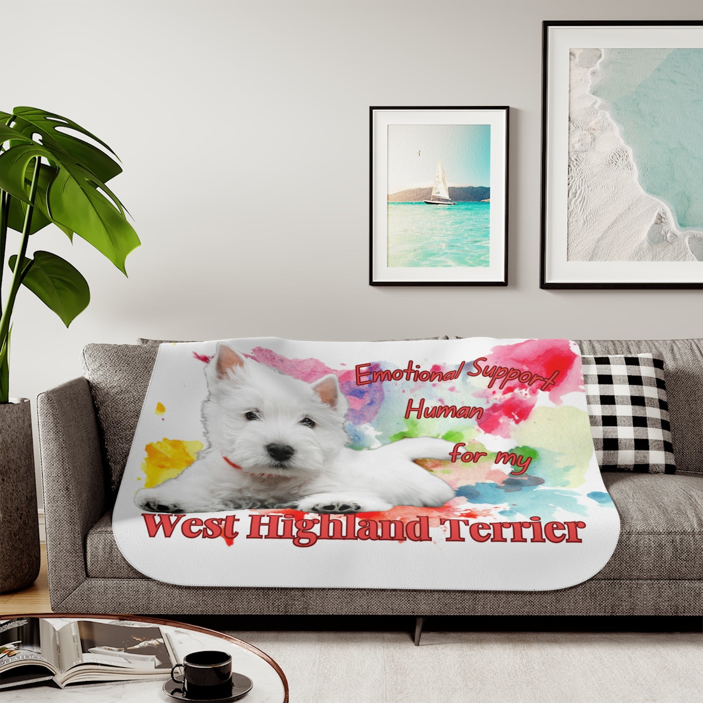 Emotional Support Human Sherpa Blanket – West Highland Terrier Design