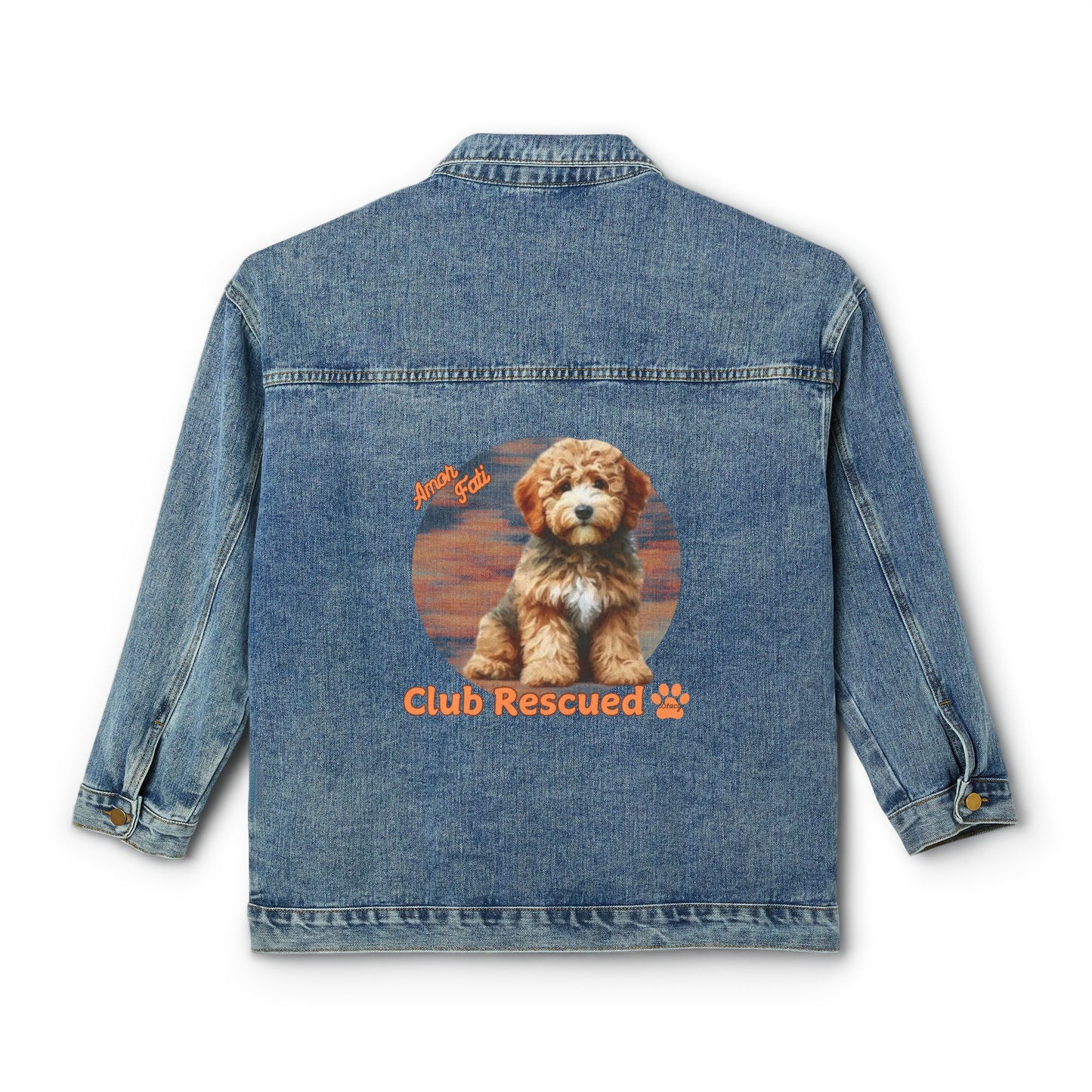 Doodle Dog Club Rescued Women's Denim Jacket Amor Fati