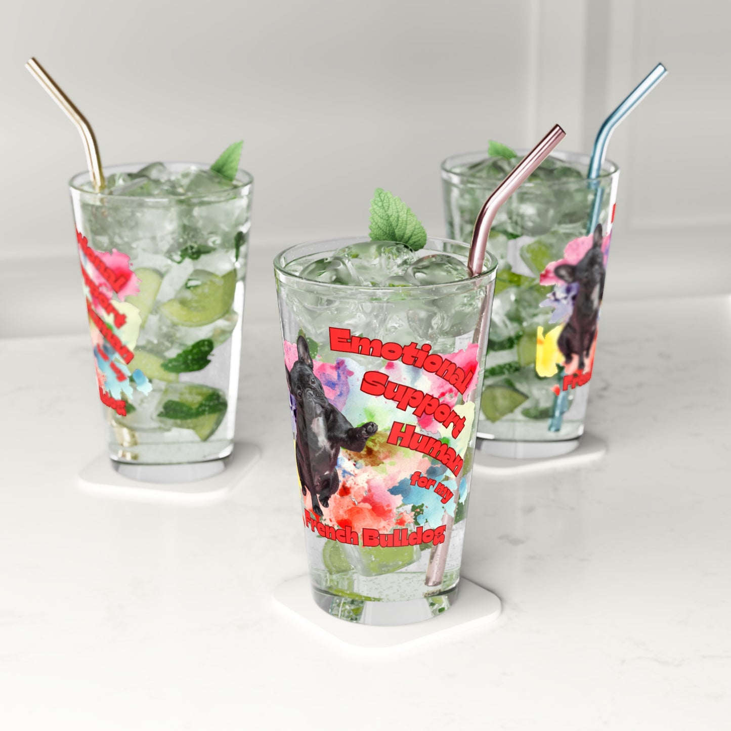 Emotional Support Human for my French Bulldog Clear Pint Glass