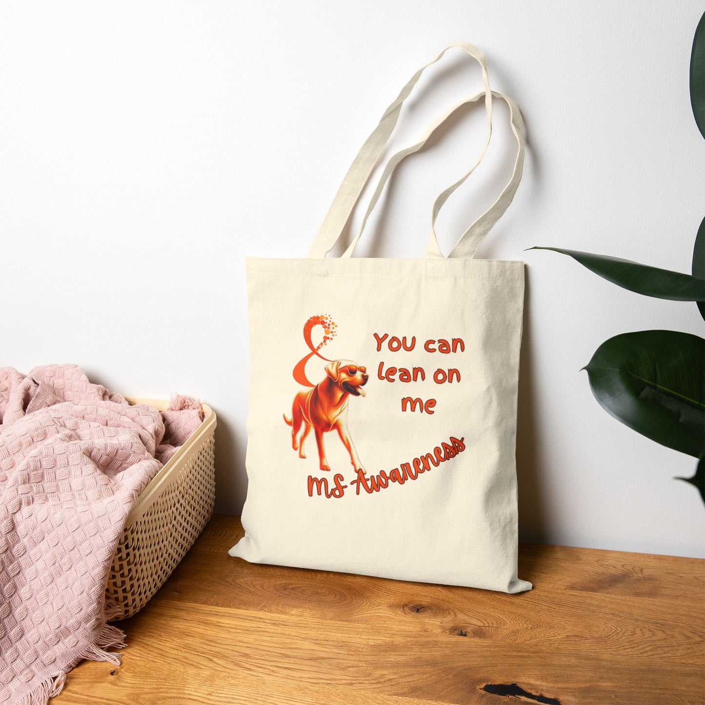 MS Awareness Labrador Lean on me Cotton Canvas Tote Bag