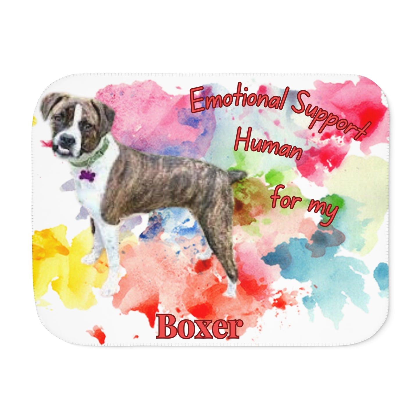Emotional Support Human Sherpa Blanket for Dog Lovers - Boxer Design