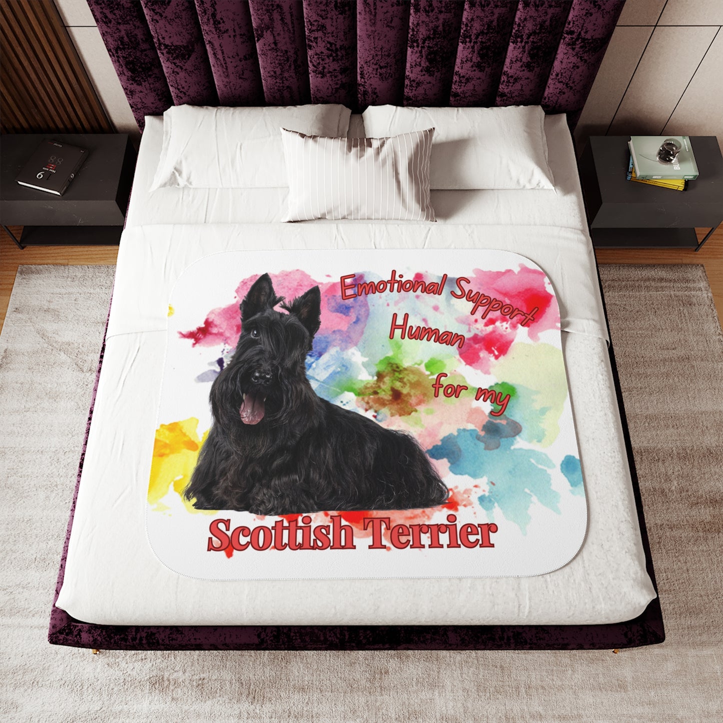 Emotional Support Human Sherpa Blanket - Scottish Terrier Design