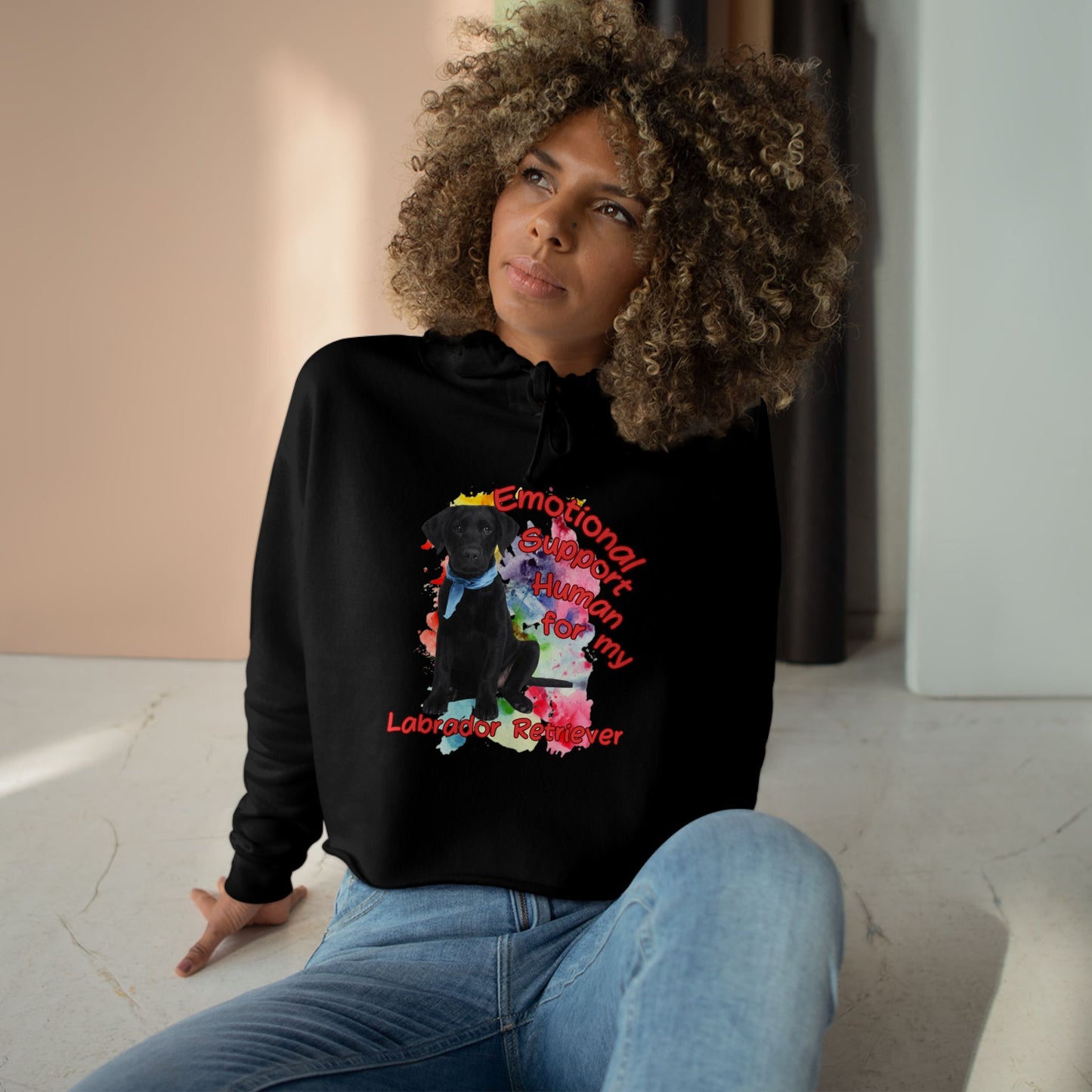 Emotional Support Human for my Labrador Retriever Crop Hoodie - Perfect Gift for Dog Lovers