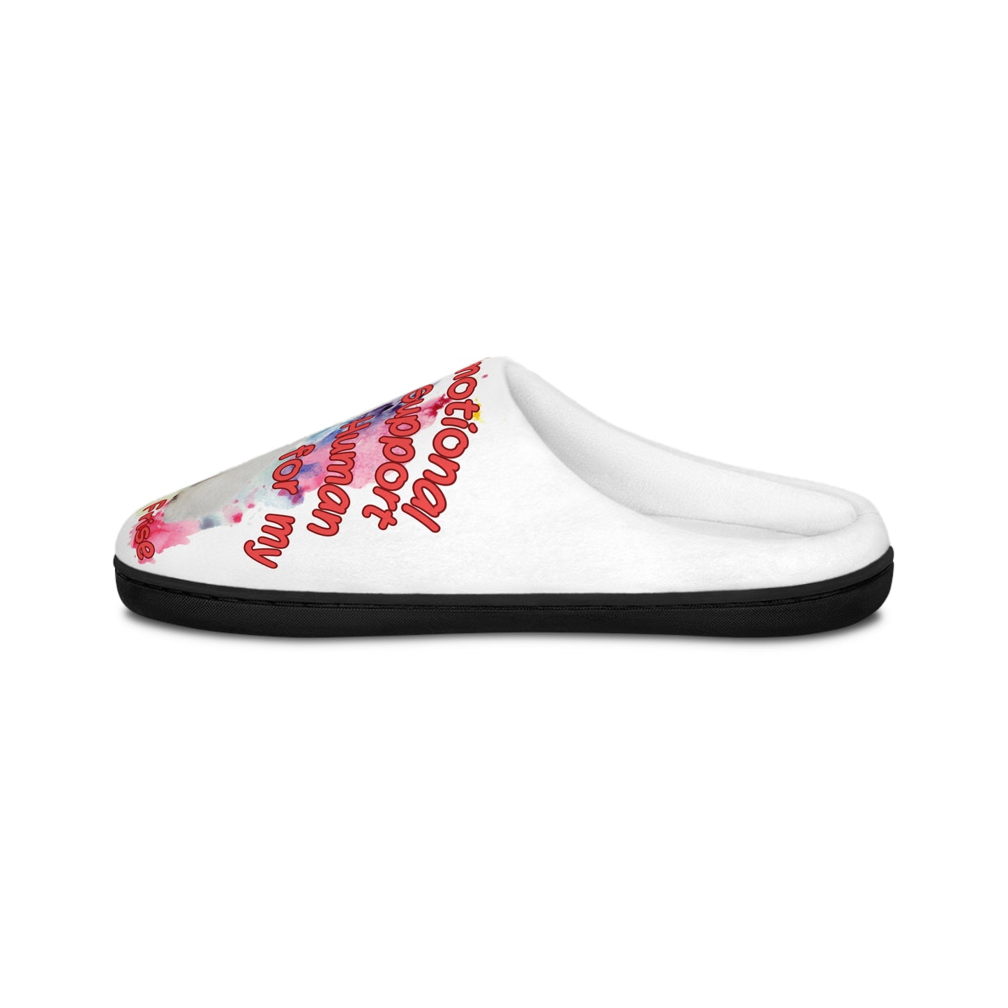 Emotional Support Human Womens Indoor Slippers - Bichon Frise Design