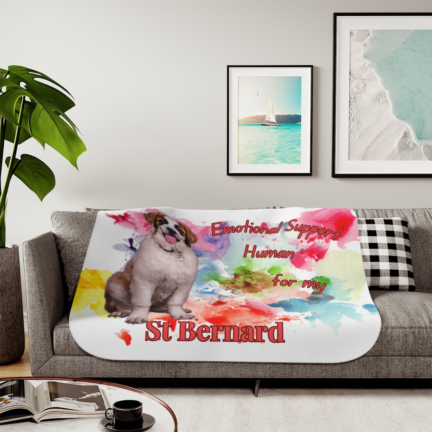 Emotional Support Human Sherpa Blanket - St. Bernard Design