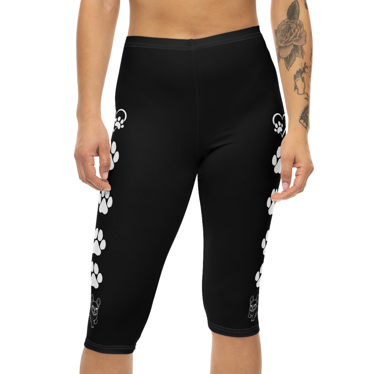 Paws and Hearts French Bulldog Capri Leggings