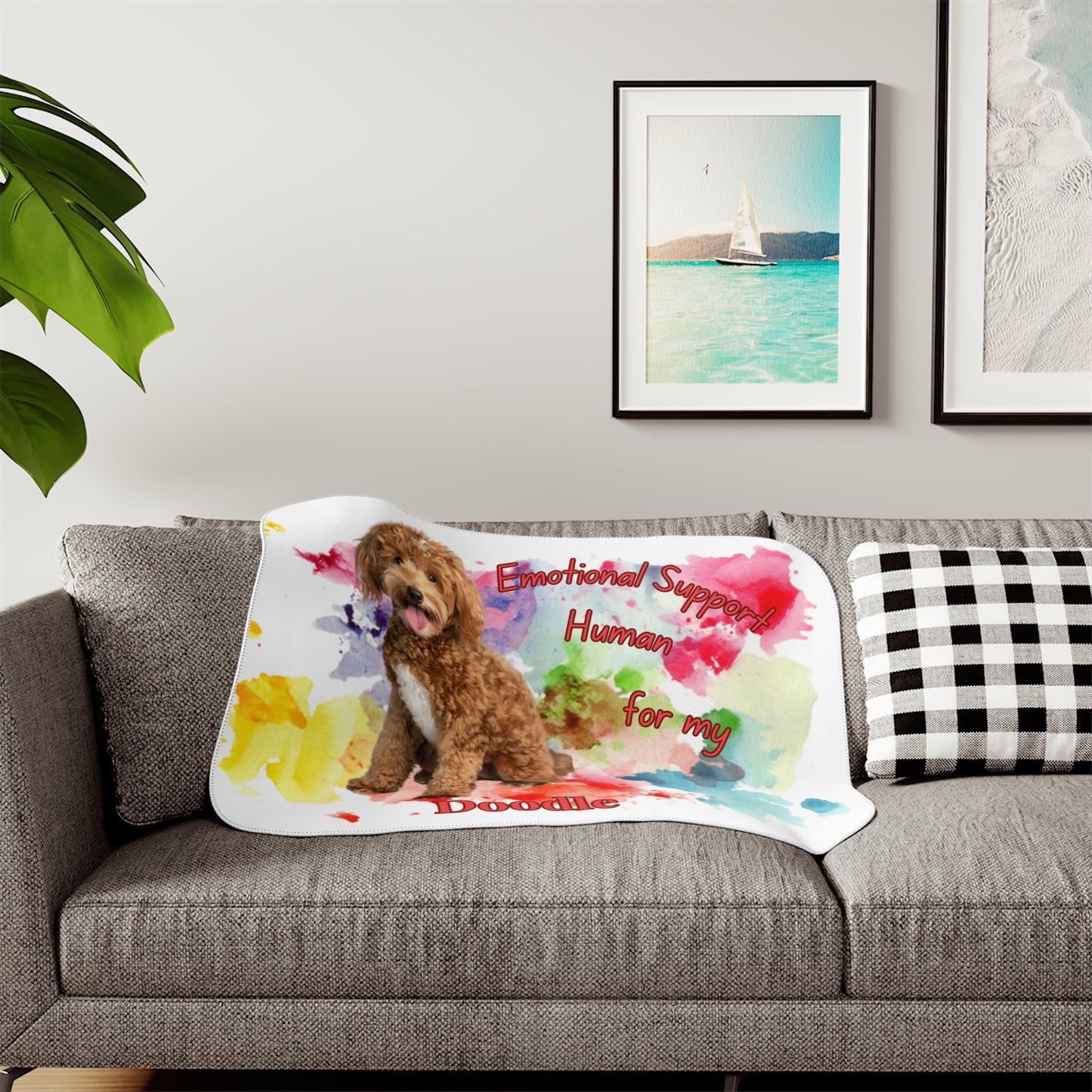 Emotional Support Doodle Dog Sherpa Blanket - Cozy Pet Gift