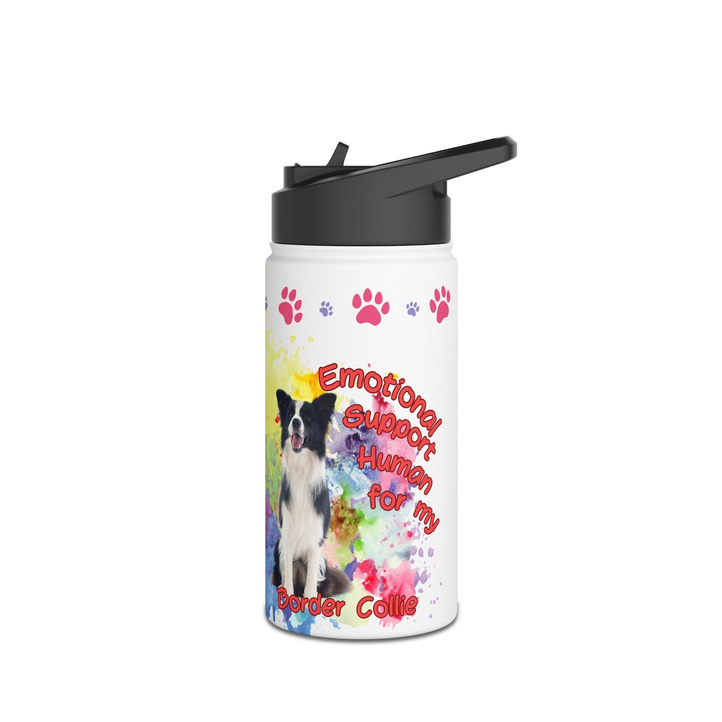 Emotional Support Human form my border Collie Sports Water bottle