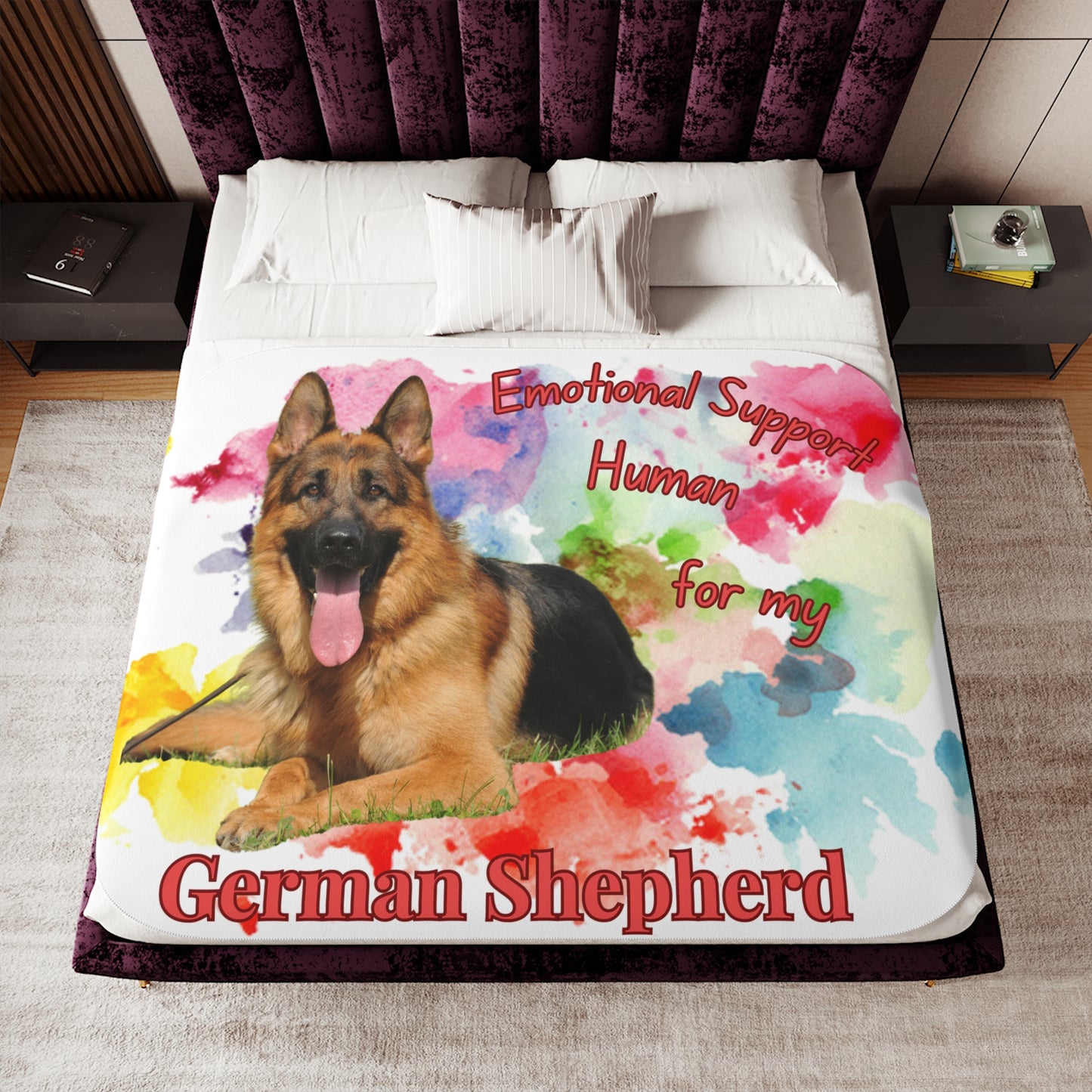 Emotional Support Human Sherpa Blanket - German Shepherd design