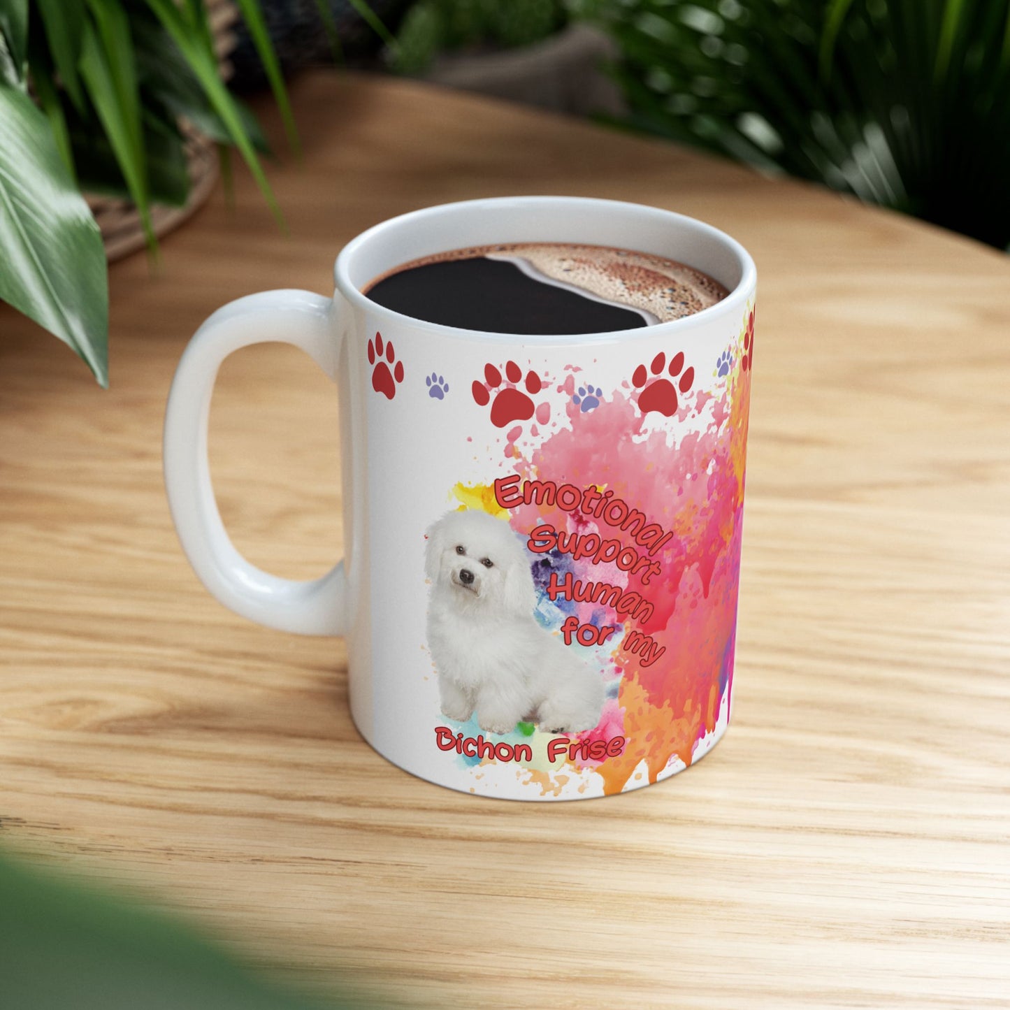Emotional Support Human for Bichon Frise Ceramic Coffee Mug