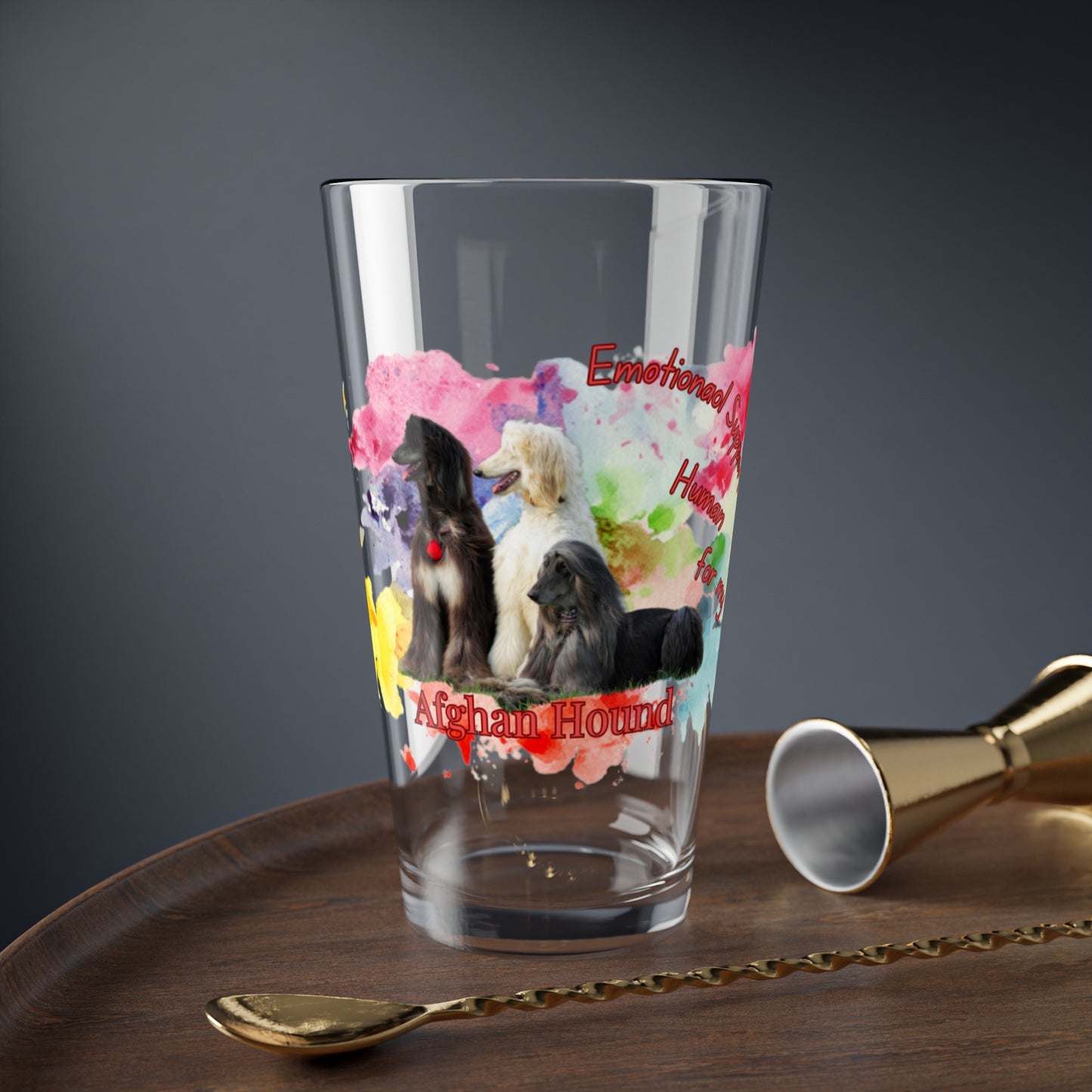 Emotional Support Human for my Afghan Hound Pint Glass clear