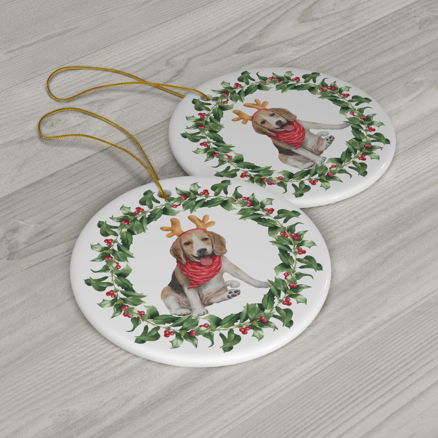 Beagle Christmas Ornament Ceramic Round Ornament Christmas decor