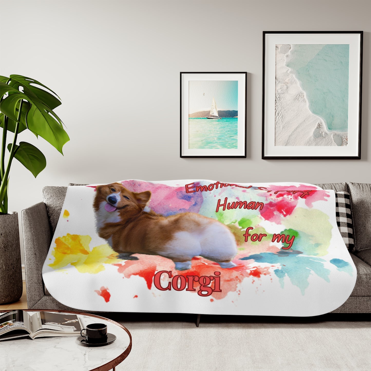Corgi Emotional Support Sherpa Blanket - Cozy Pet Lover Throw