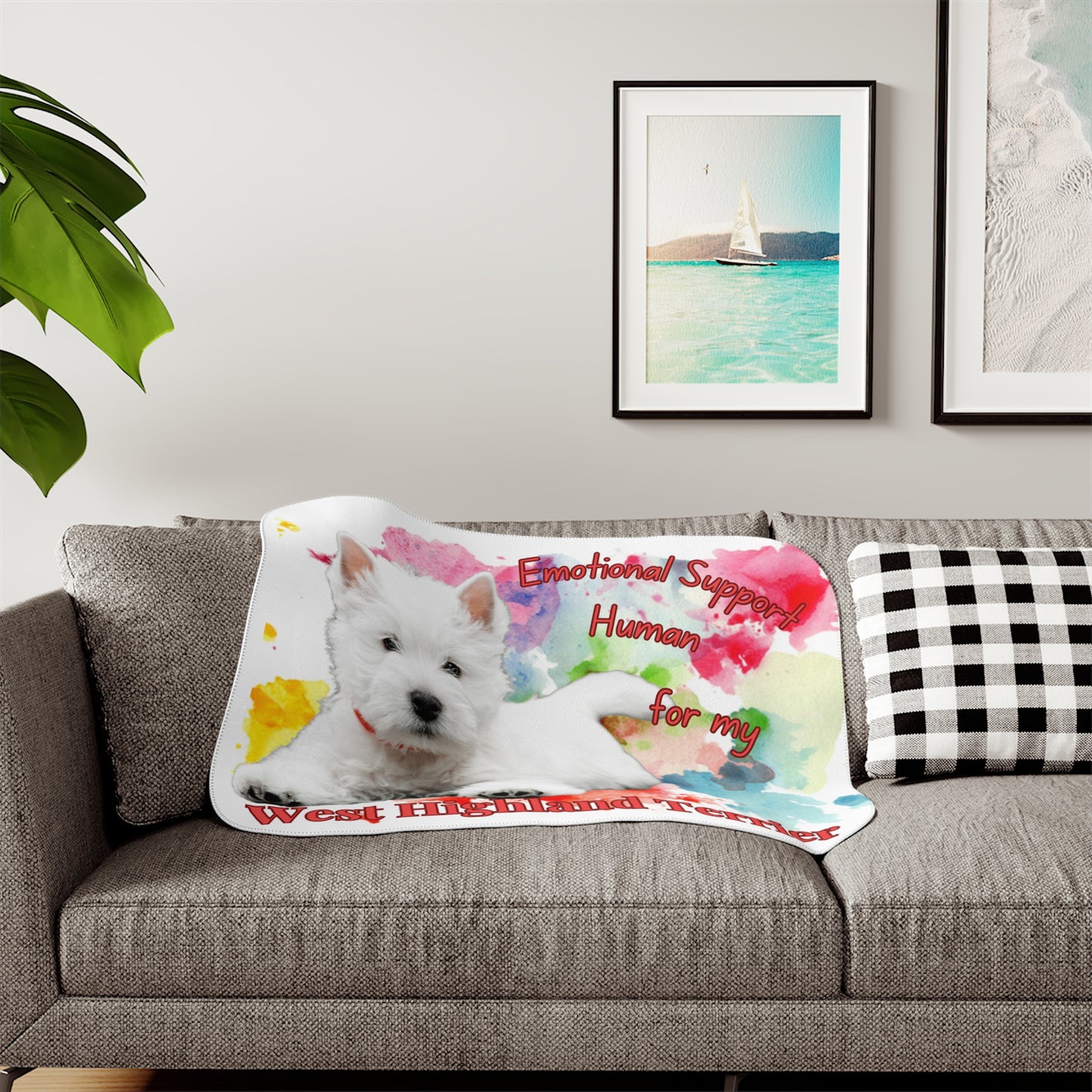 Emotional Support Human Sherpa Blanket – West Highland Terrier Design