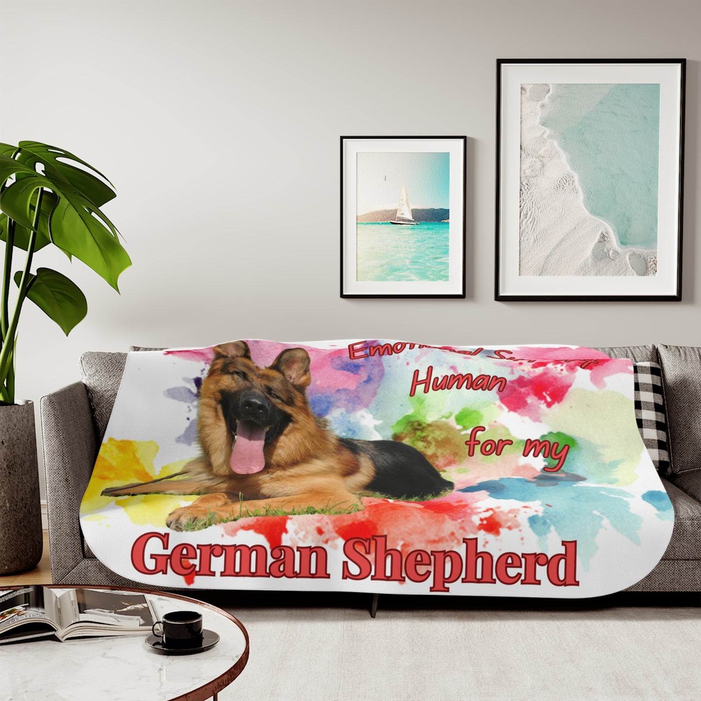 Emotional Support Human Sherpa Blanket - German Shepherd design