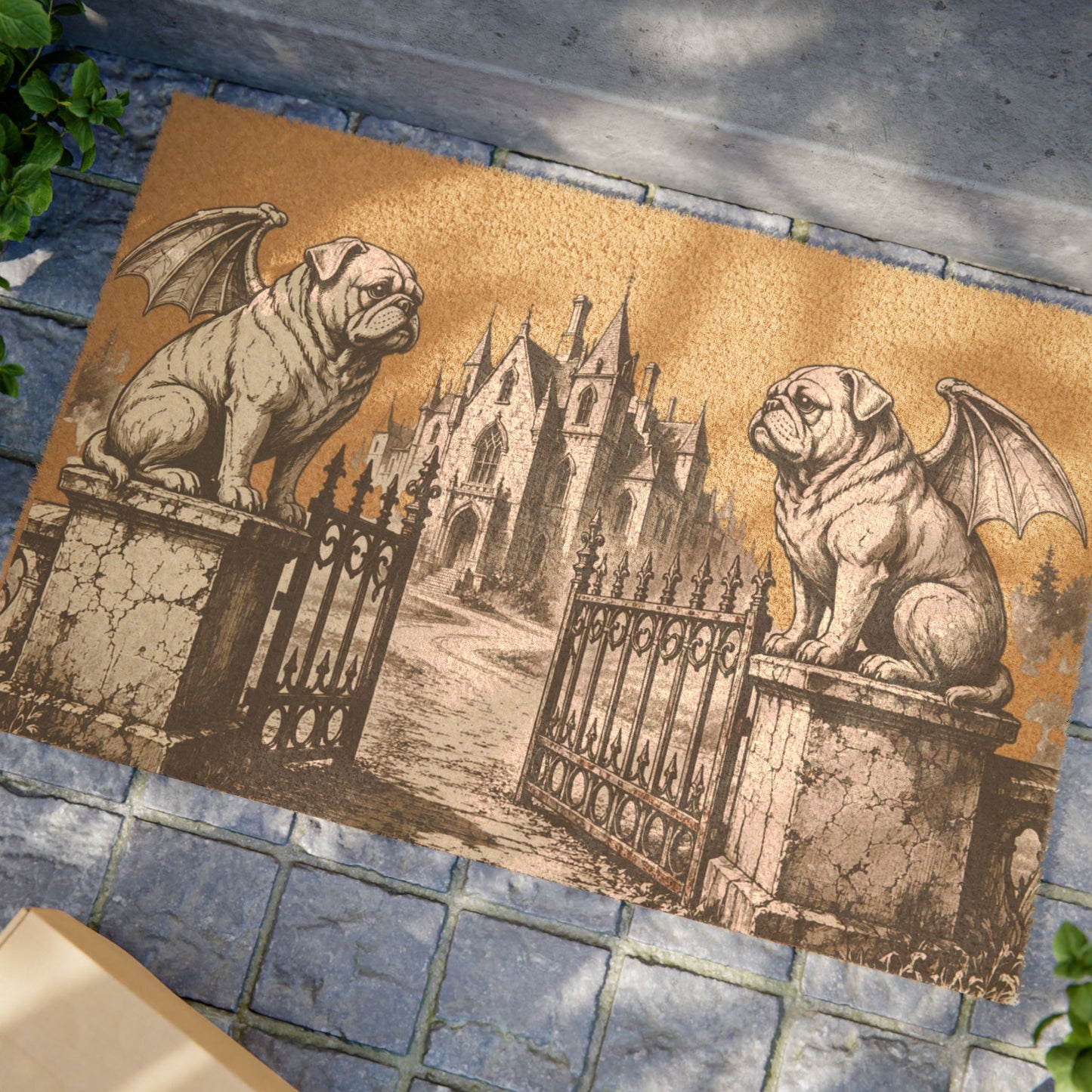 Pug Gargoyle Angel Gothic Protector Welcome Mat